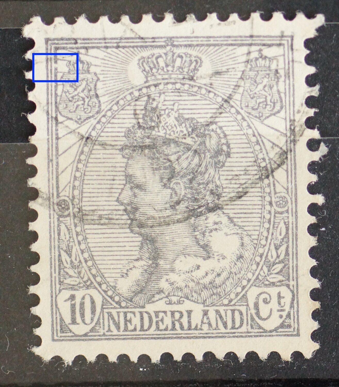 NVPH 81 - breuk in kaderlijn links, boven NVPH 81 - breuk in kaderlijn links, boven