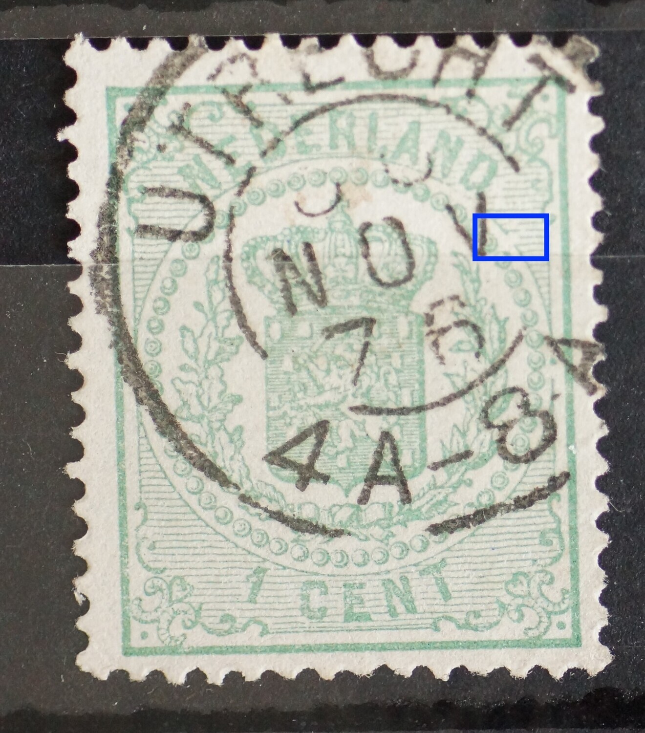 NVPH 15 - witte vlek in arcering rechts