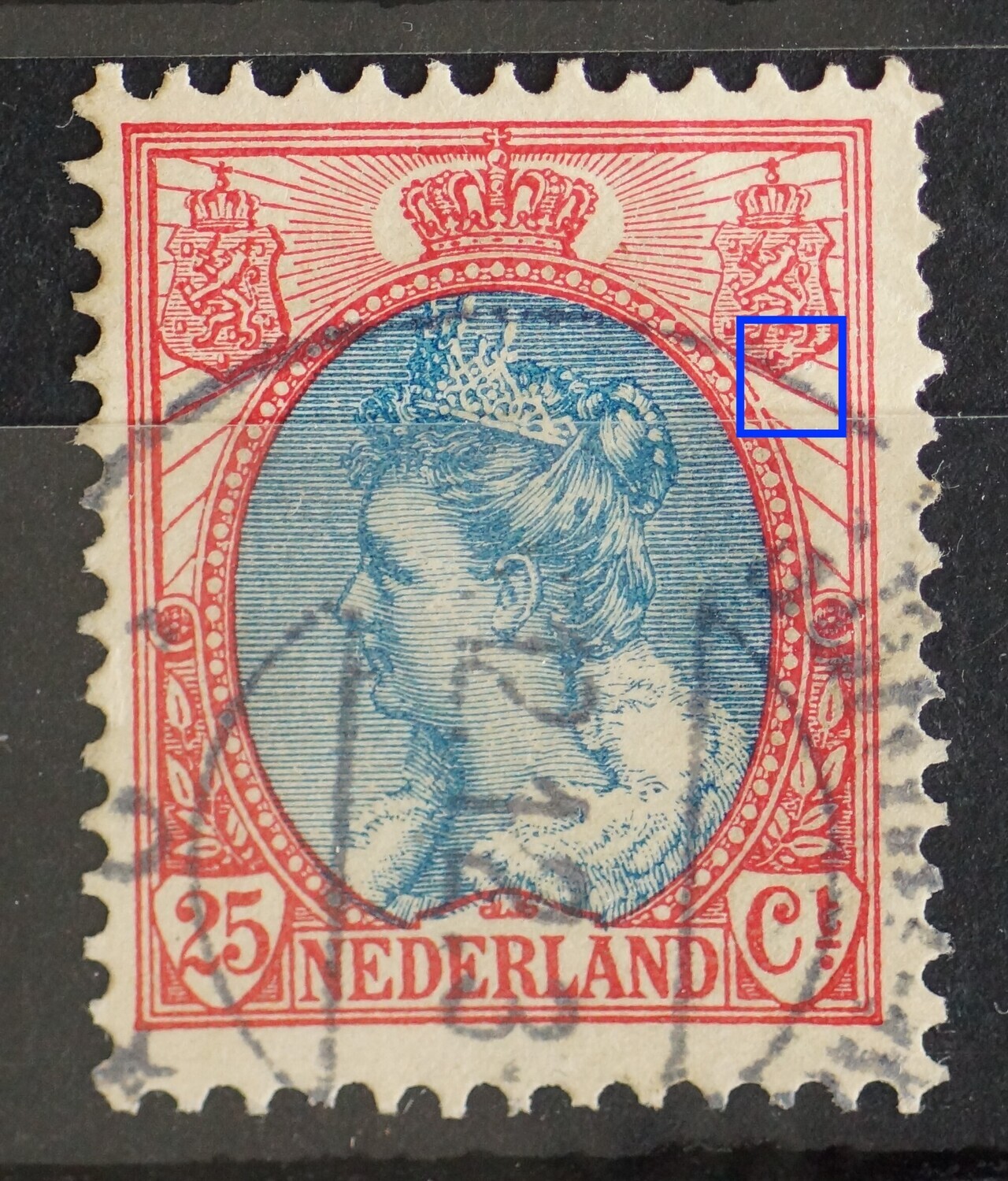 NVPH 71 - o.a. breuk in rand medaillon en kras onderin rechter wapenschild