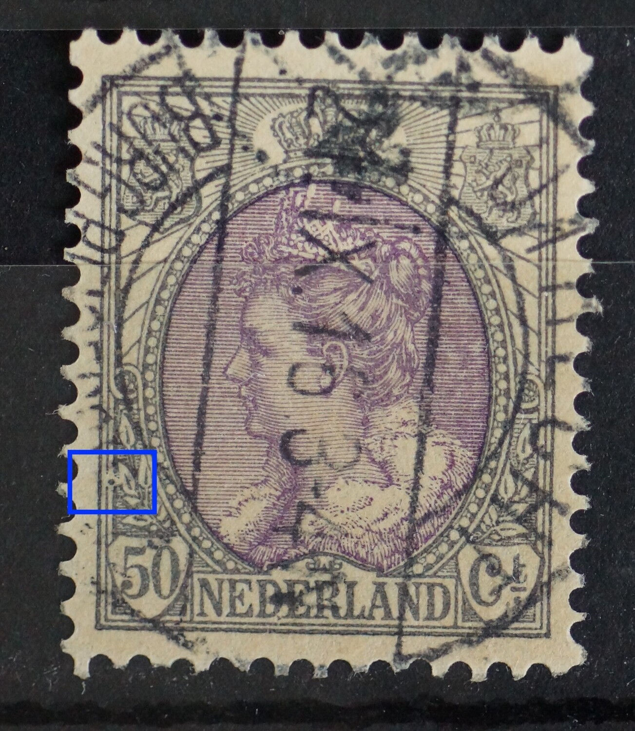 NVPH 75 - grijze punt in witte vlek links