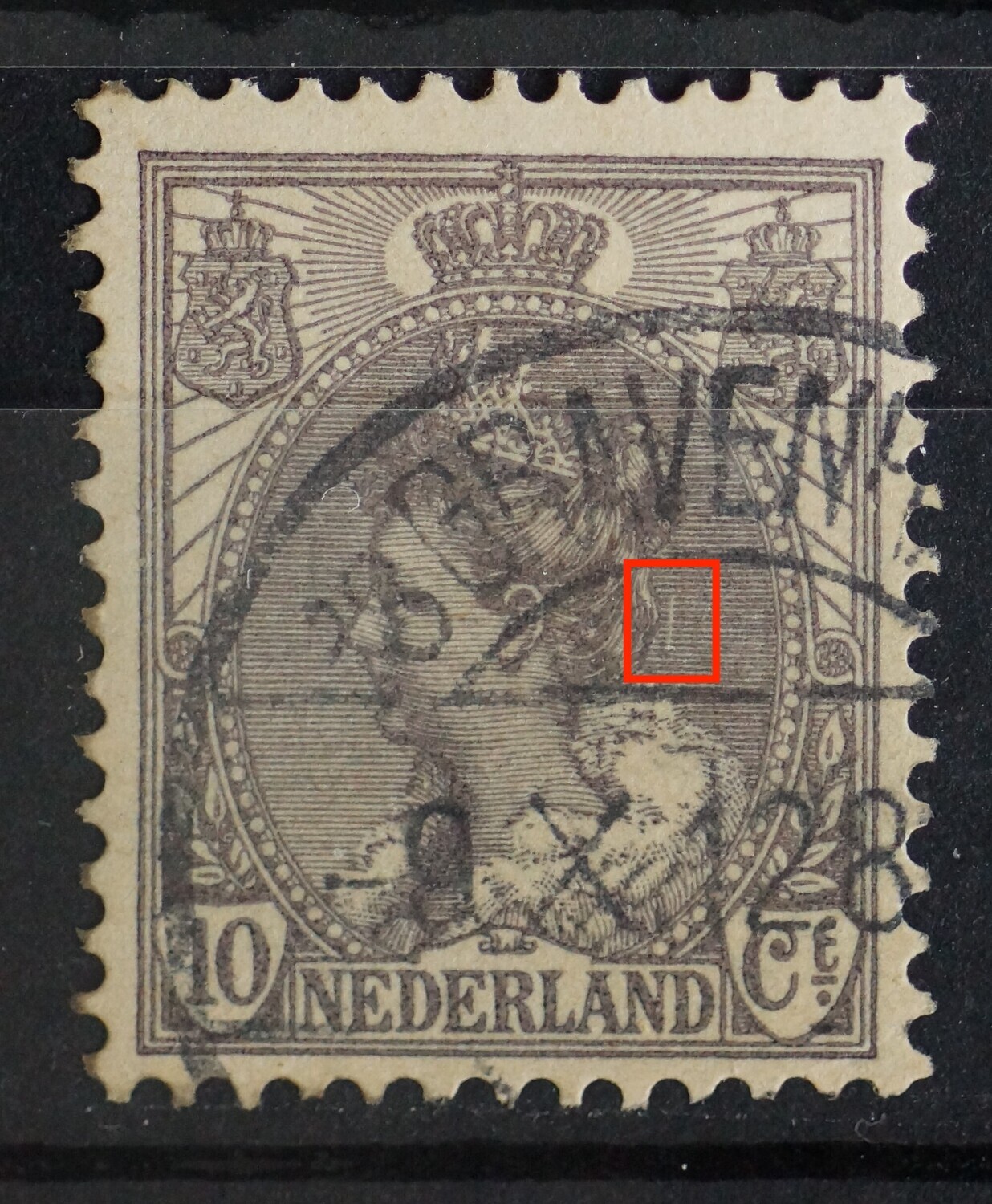 NVPH 62 - witte verticale kras achter het hoofd