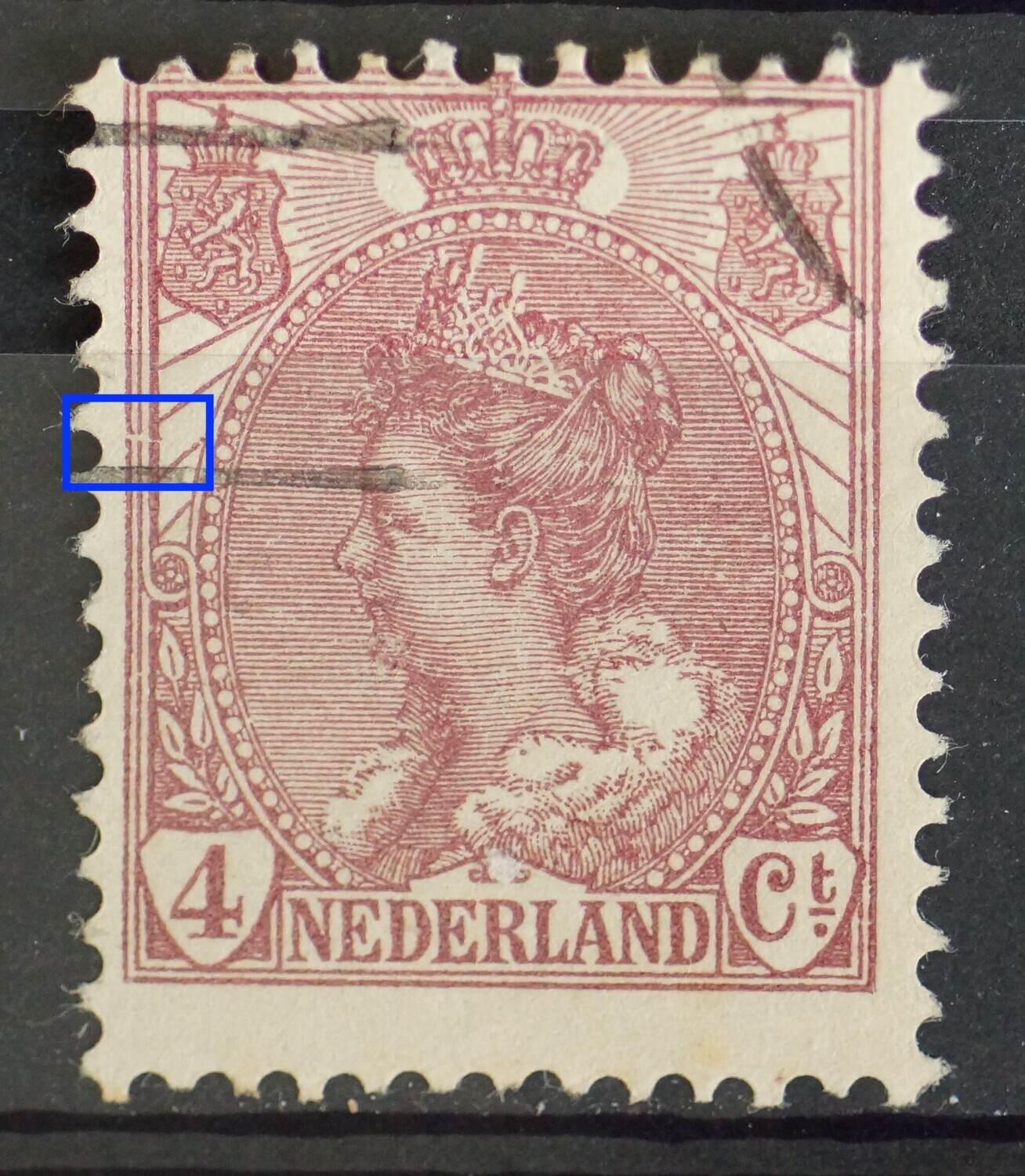 NVPH 58 - breuk in kaderlijnen links