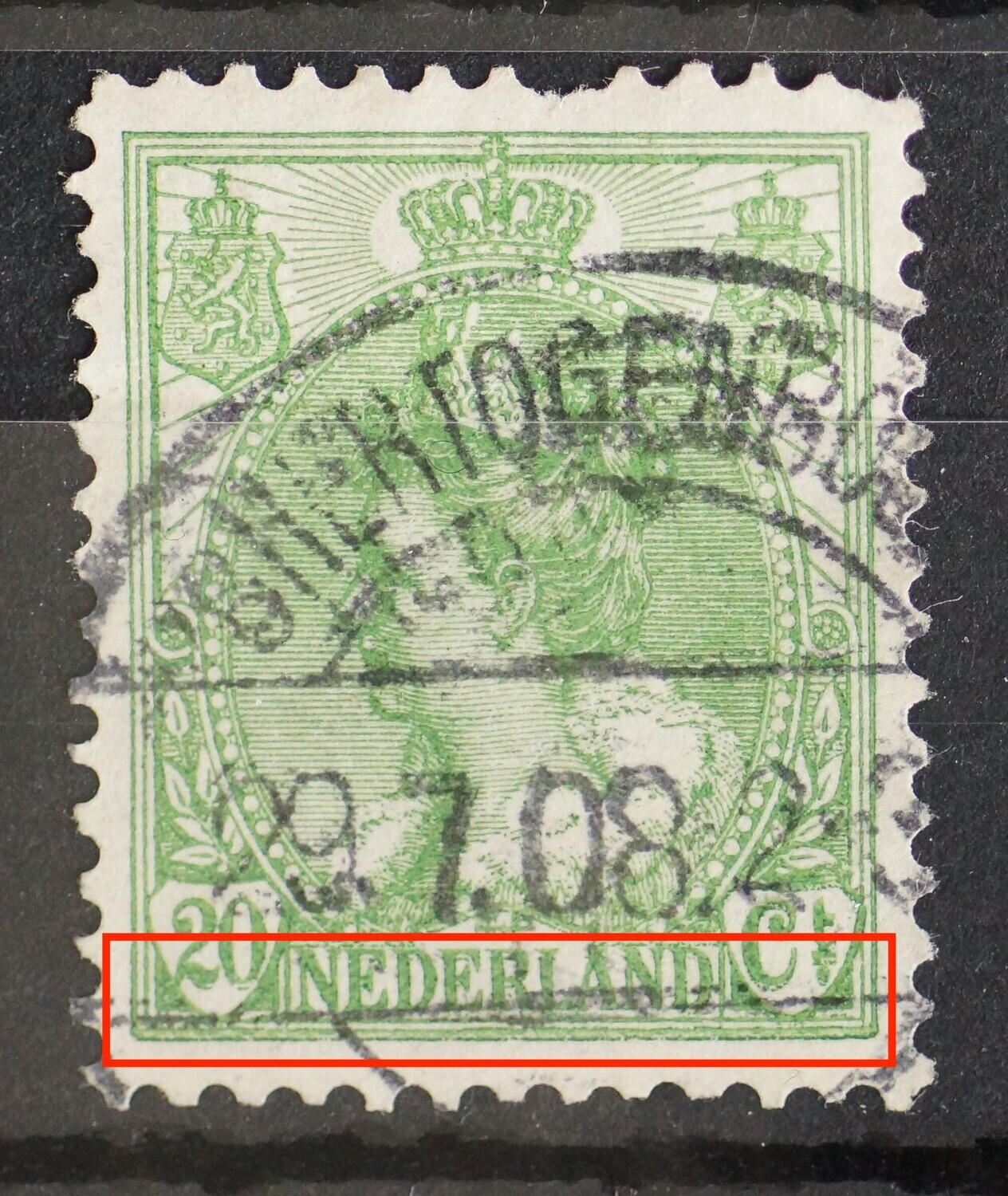 NVPH 68 - goed zichtbare trildruk in onderste deel zegel NVPH 68 - goed zichtbare trildruk in onderste deel zegel