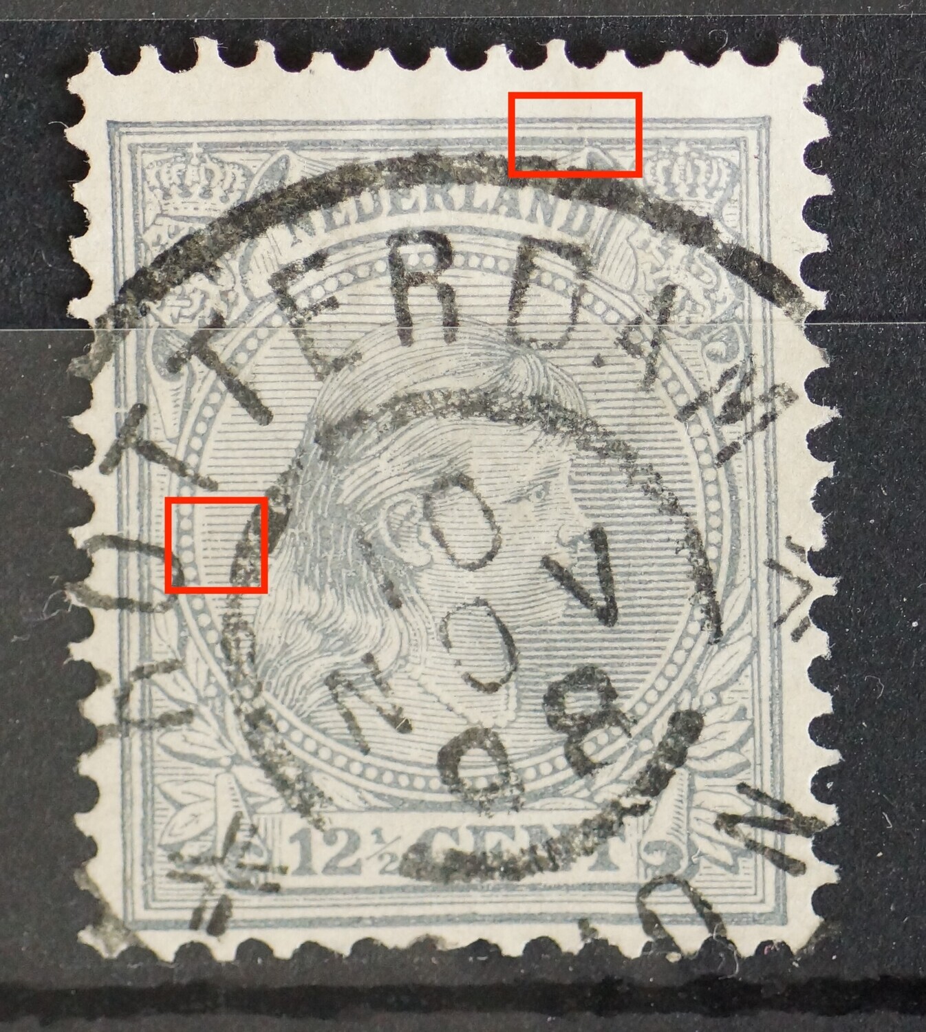 NVPH 38 - o.a. witte verticale kras in de arcering links