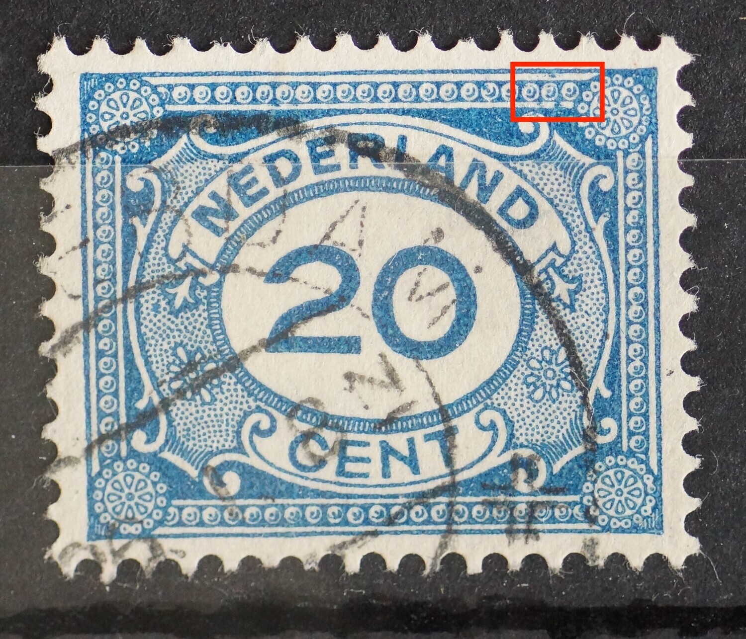 NVPH 109 - blauwe vlekken rechtsboven