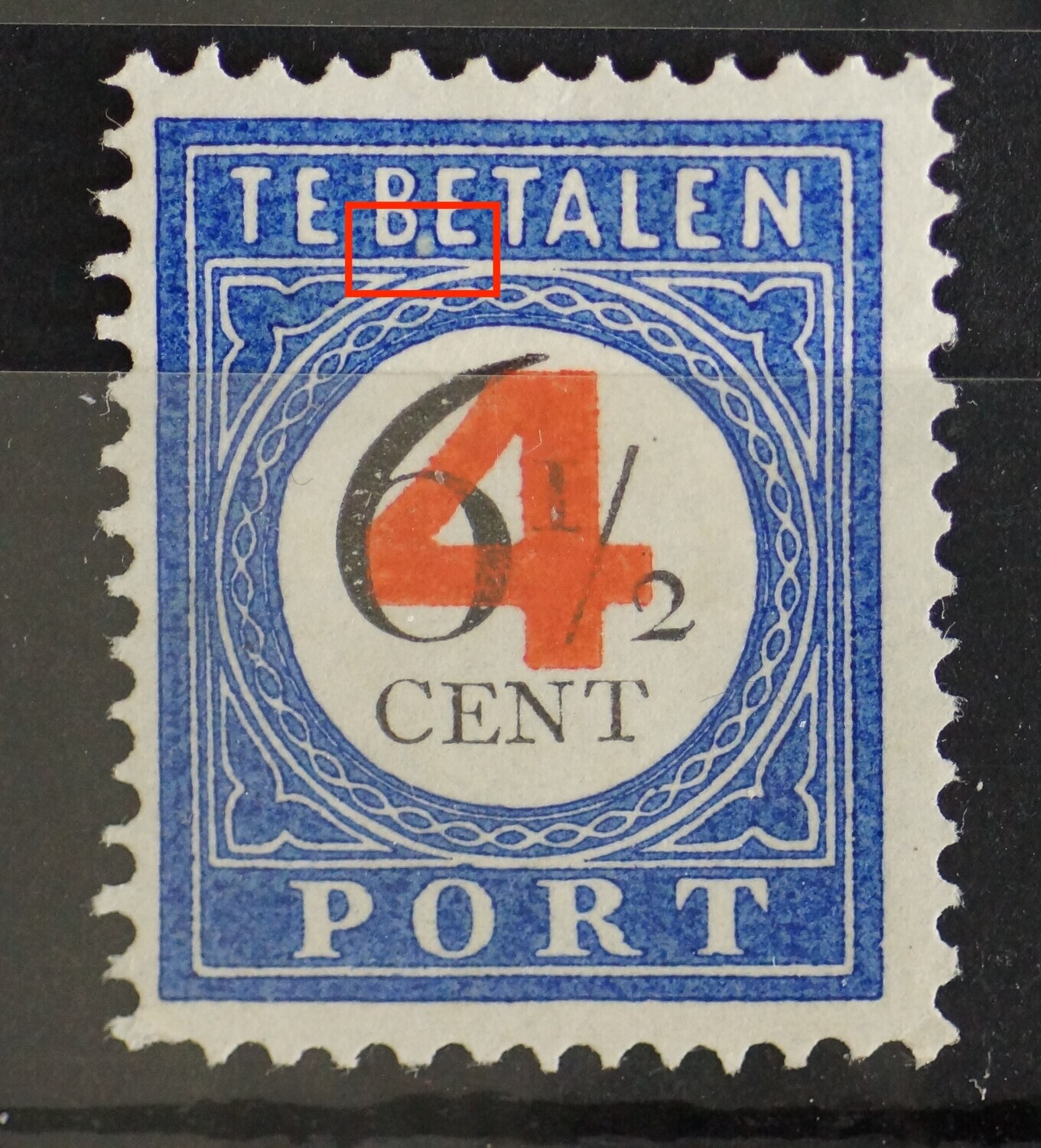 NVPH P29 - witte vlek tussen BE van BETALEN