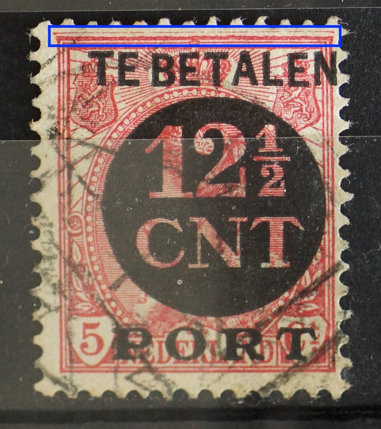 NVPH P68 - rode lijn boven het zegelbeeld NVPH P68 - rode lijn boven het zegelbeeld