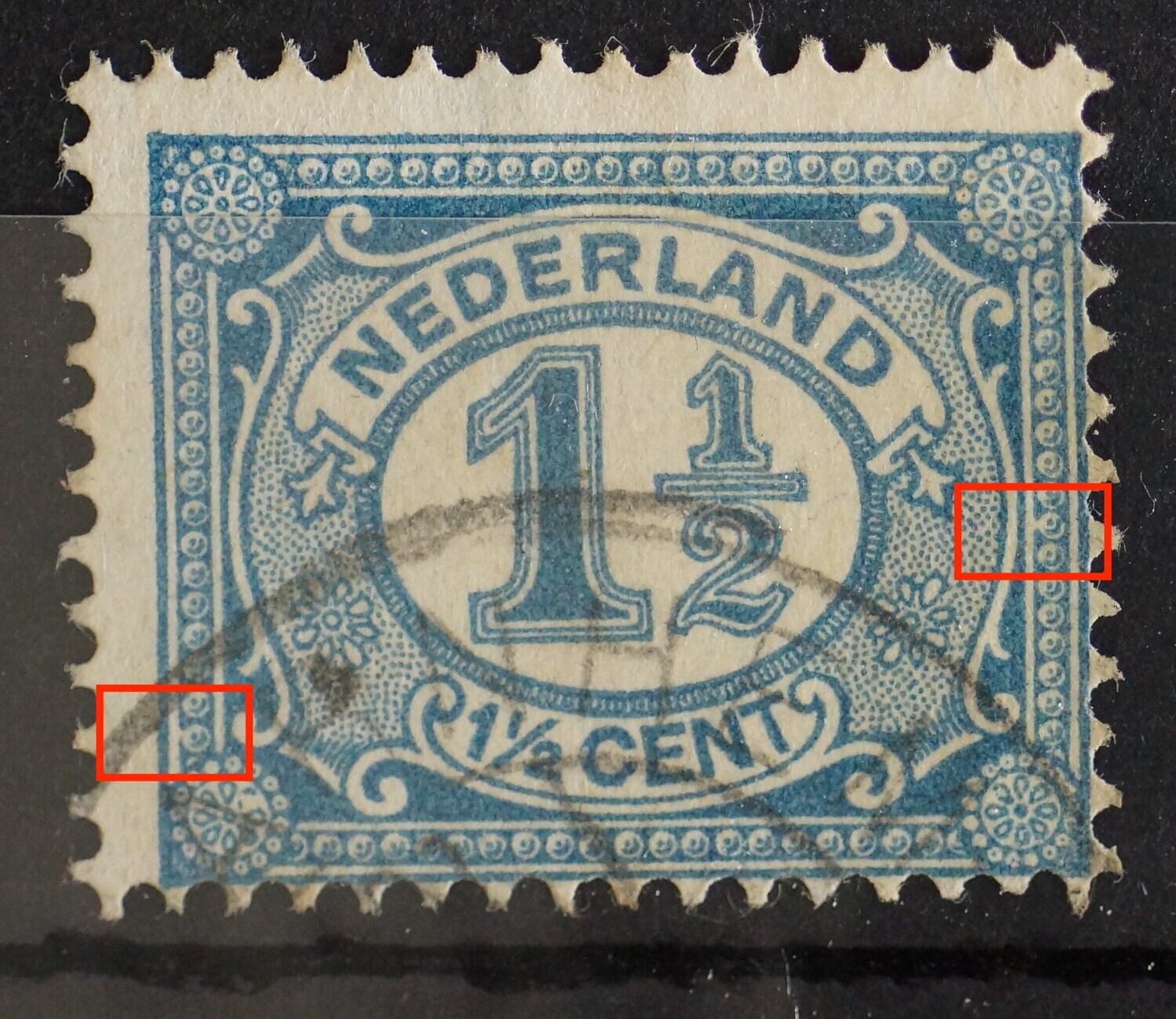NVPH 53 - beschadigingen parelrand links en rechts