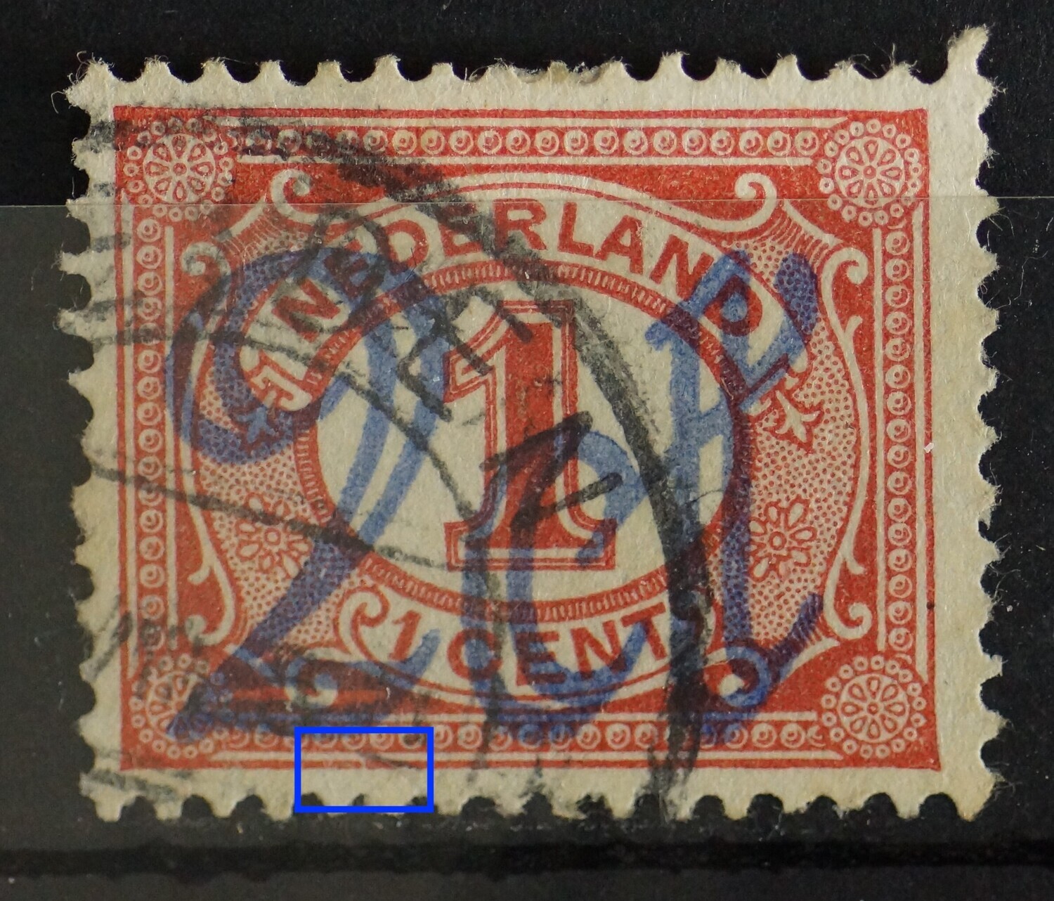 NVPH 114 - breuk in kaderlijn onder, links NVPH 114 - breuk in kaderlijn onder, links