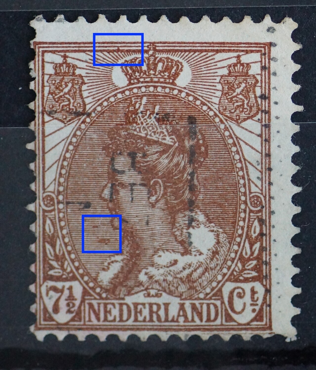 NVPH 61 - o.a. bruine vlekken onder de kin