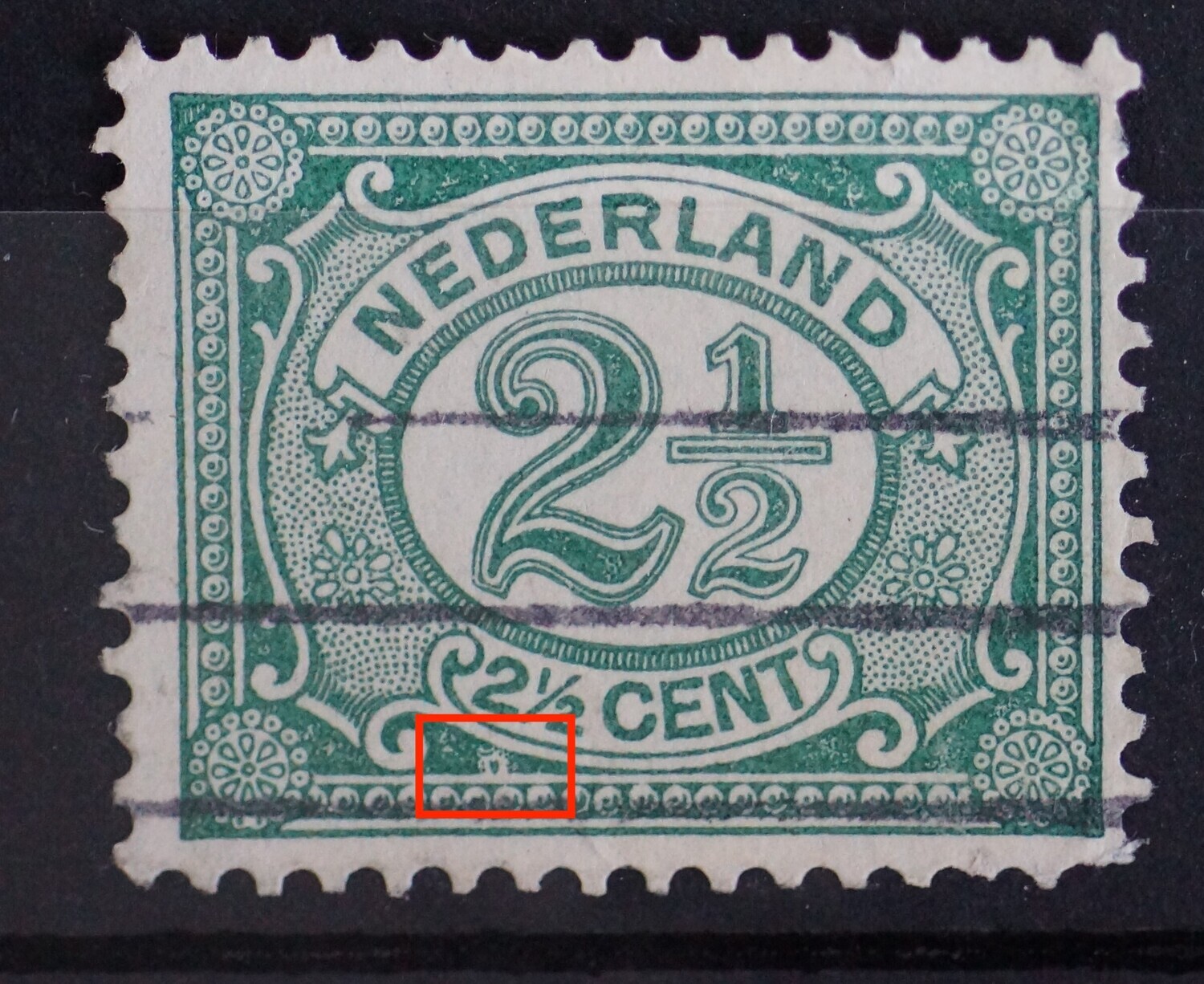 NVPH 55 - groene punt in witte vlek linksonder