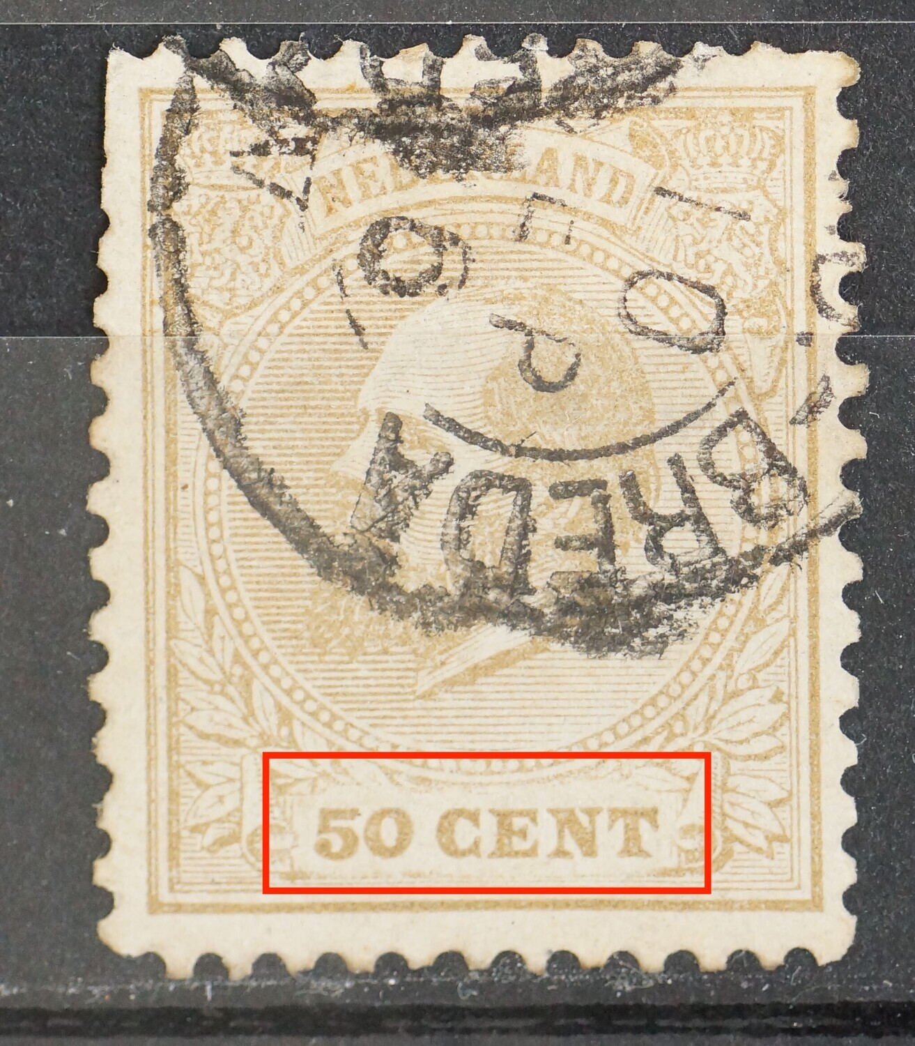 NVPH 27 - ontbrekend kader rondom 50 CENT