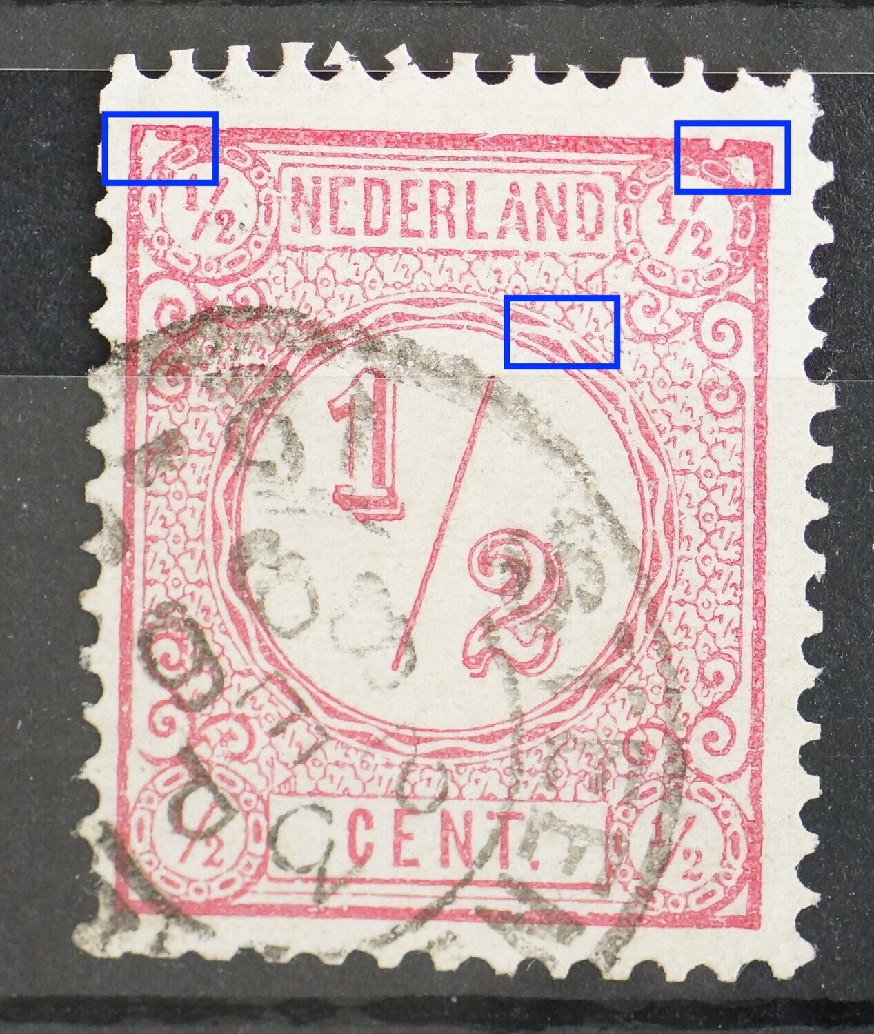 NVPH 30 - o.a. witte vlekken links en rechtsboven
