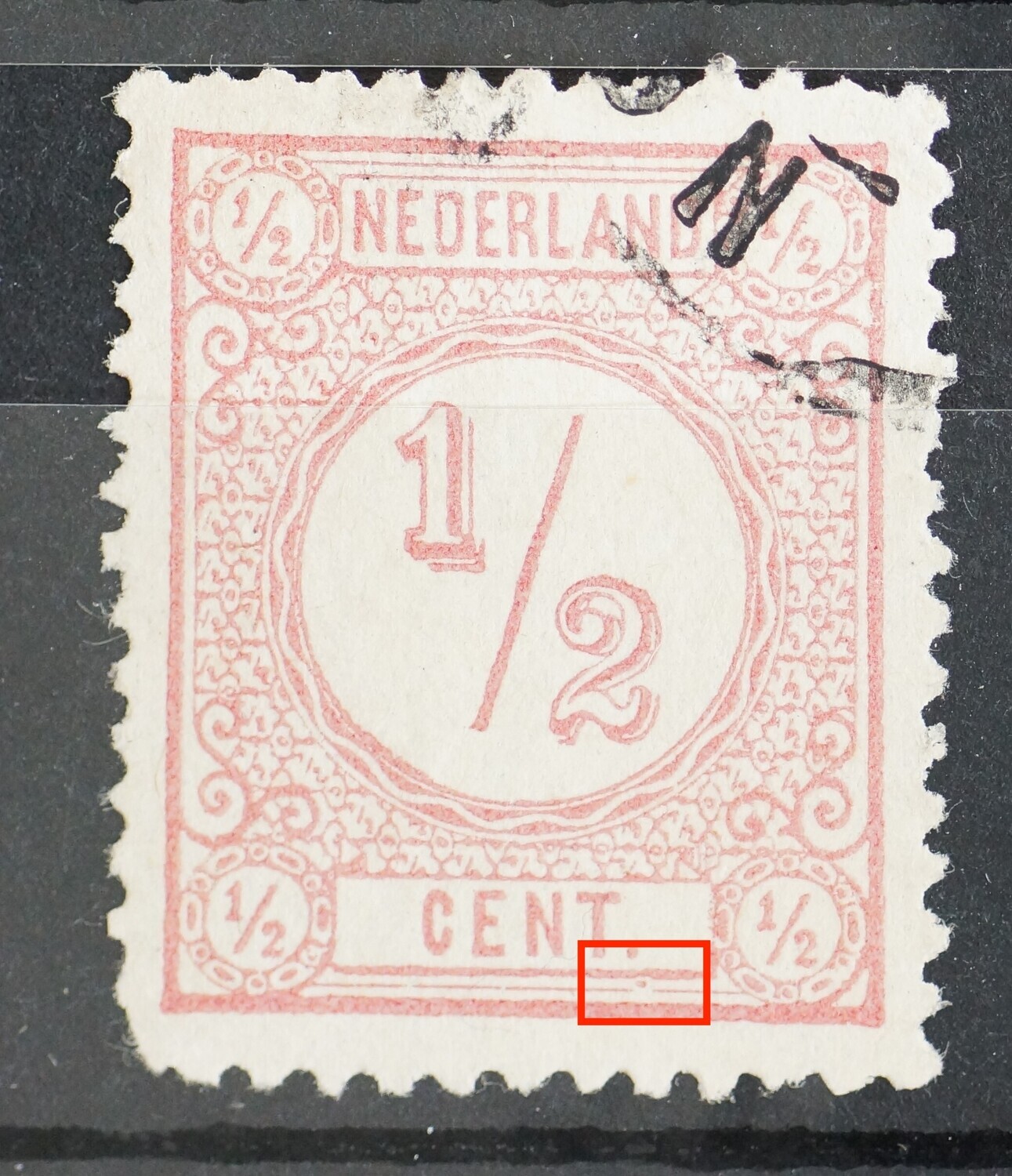 NVPH 30 - extra roze punt onder de punt na CENT