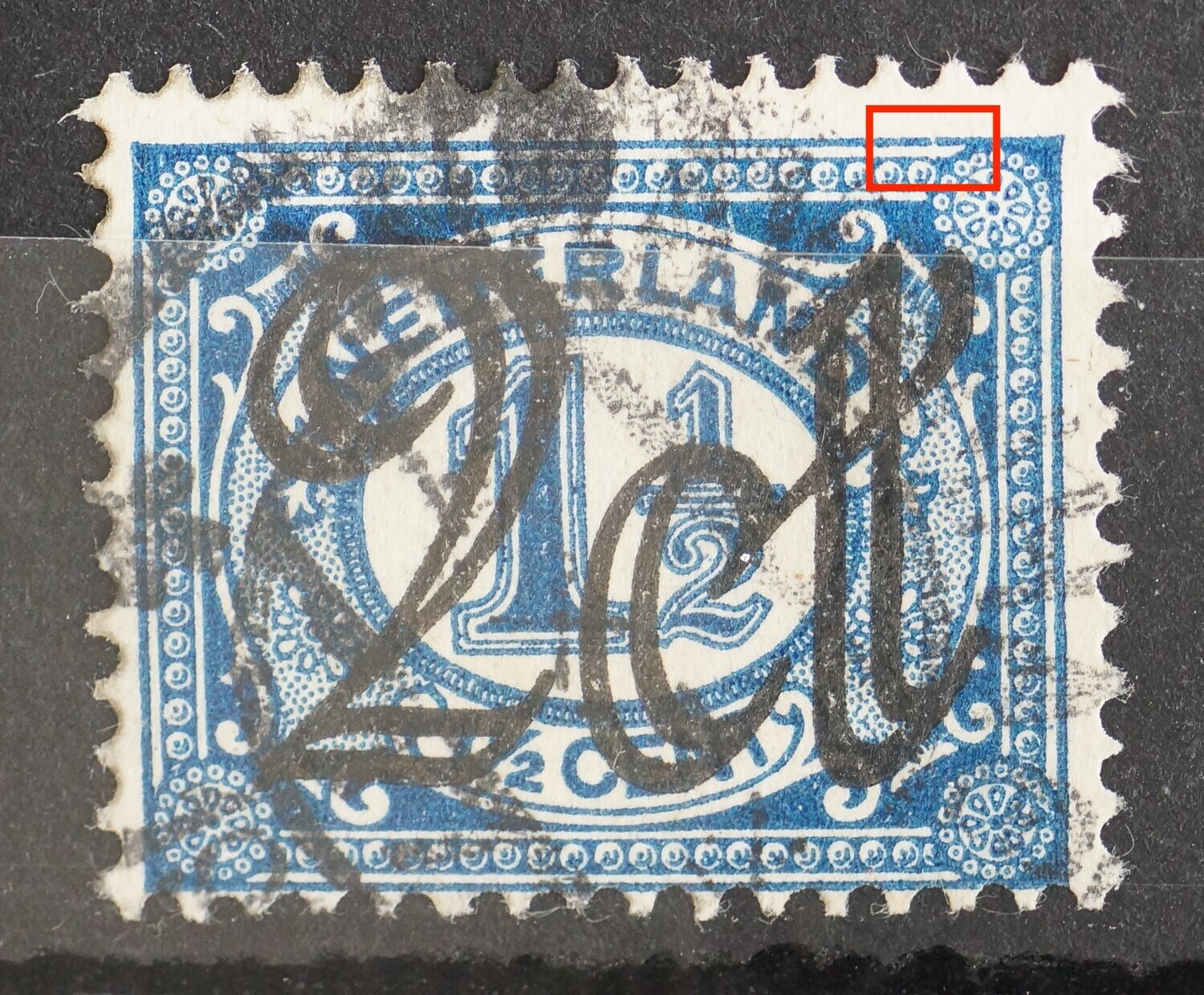 NVPH 115 - breuk in kaderlijn boven, rechts NVPH 115 - breuk in kaderlijn boven, rechts