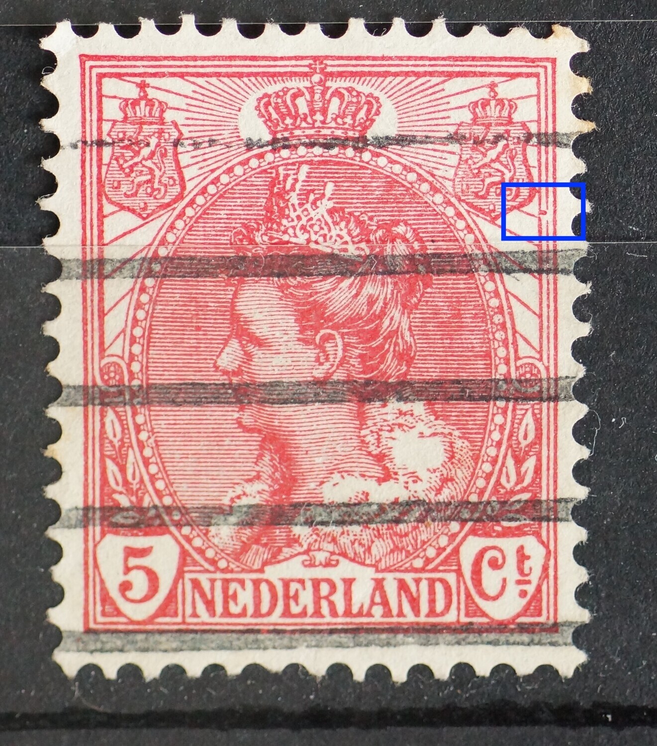 NVPH 60 - rode punt en breuk in kaderlijn rechts