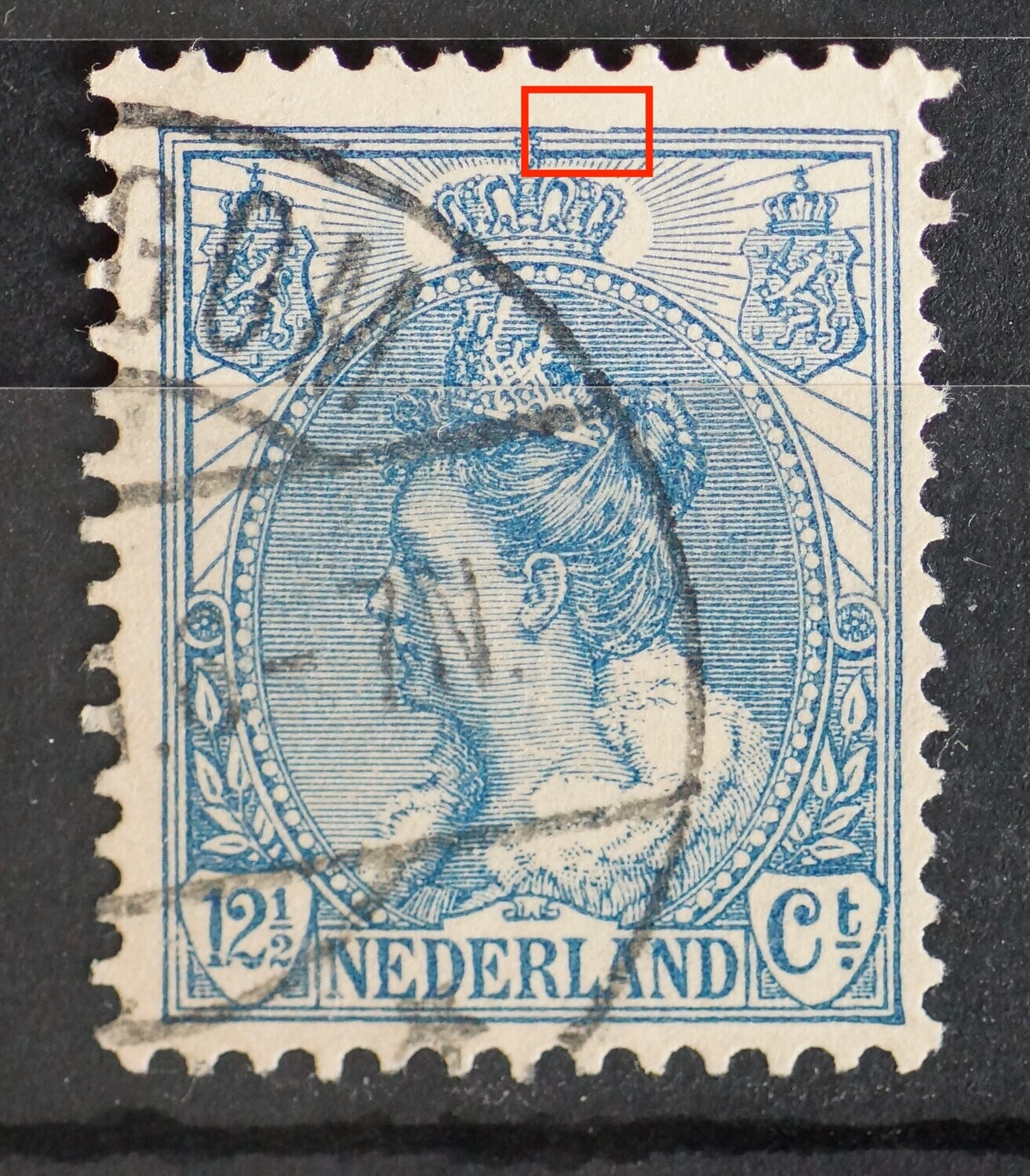 NVPH 61 - deuk in kaderlijn boven NVPH 61 - deuk in kaderlijn boven