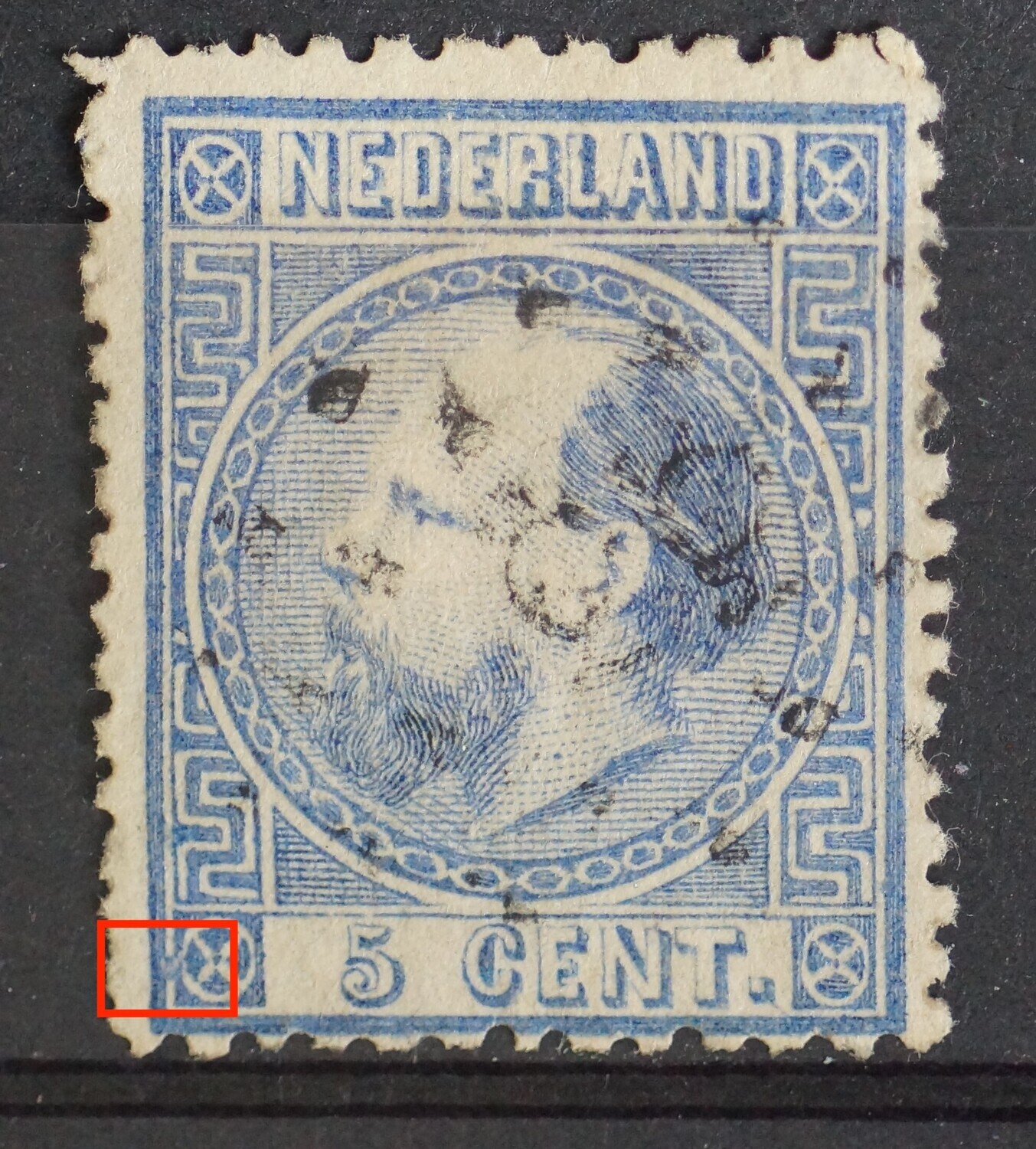 NVPH 7 - grote blauwe vlek linksonder
