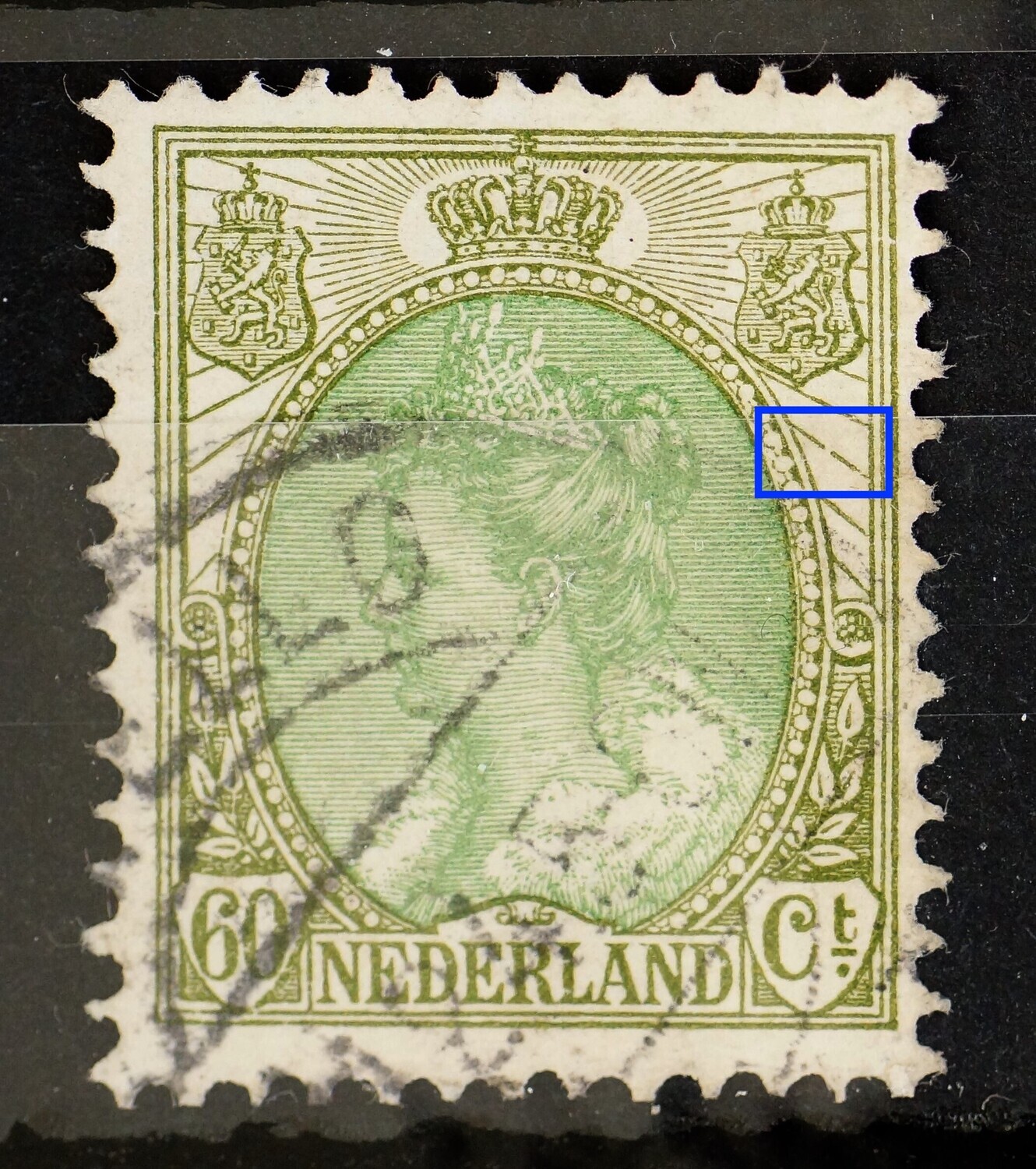 NVPH 76 - breuk in straal rechts