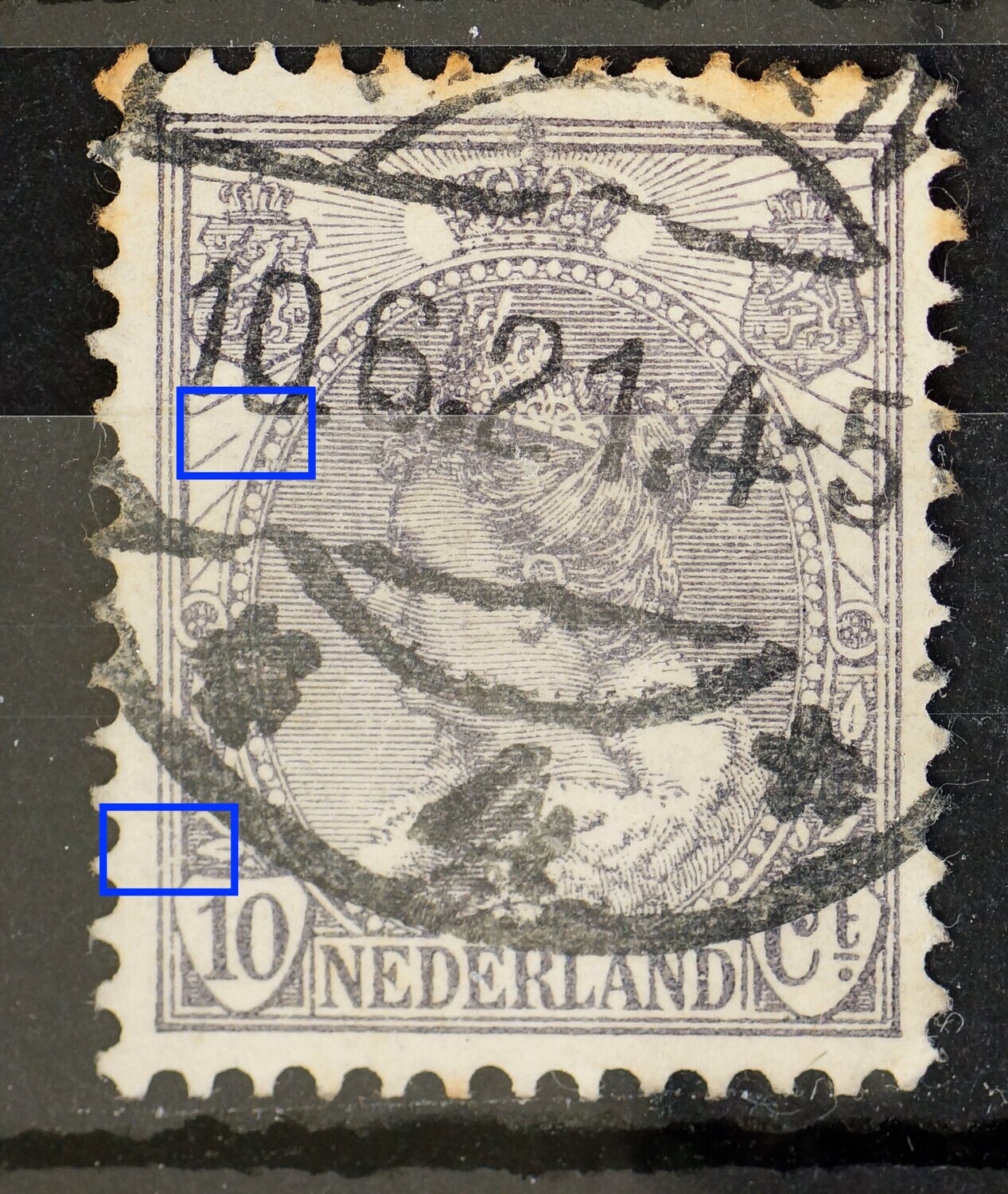 NVPH 62 - o.a. breuk in straal links