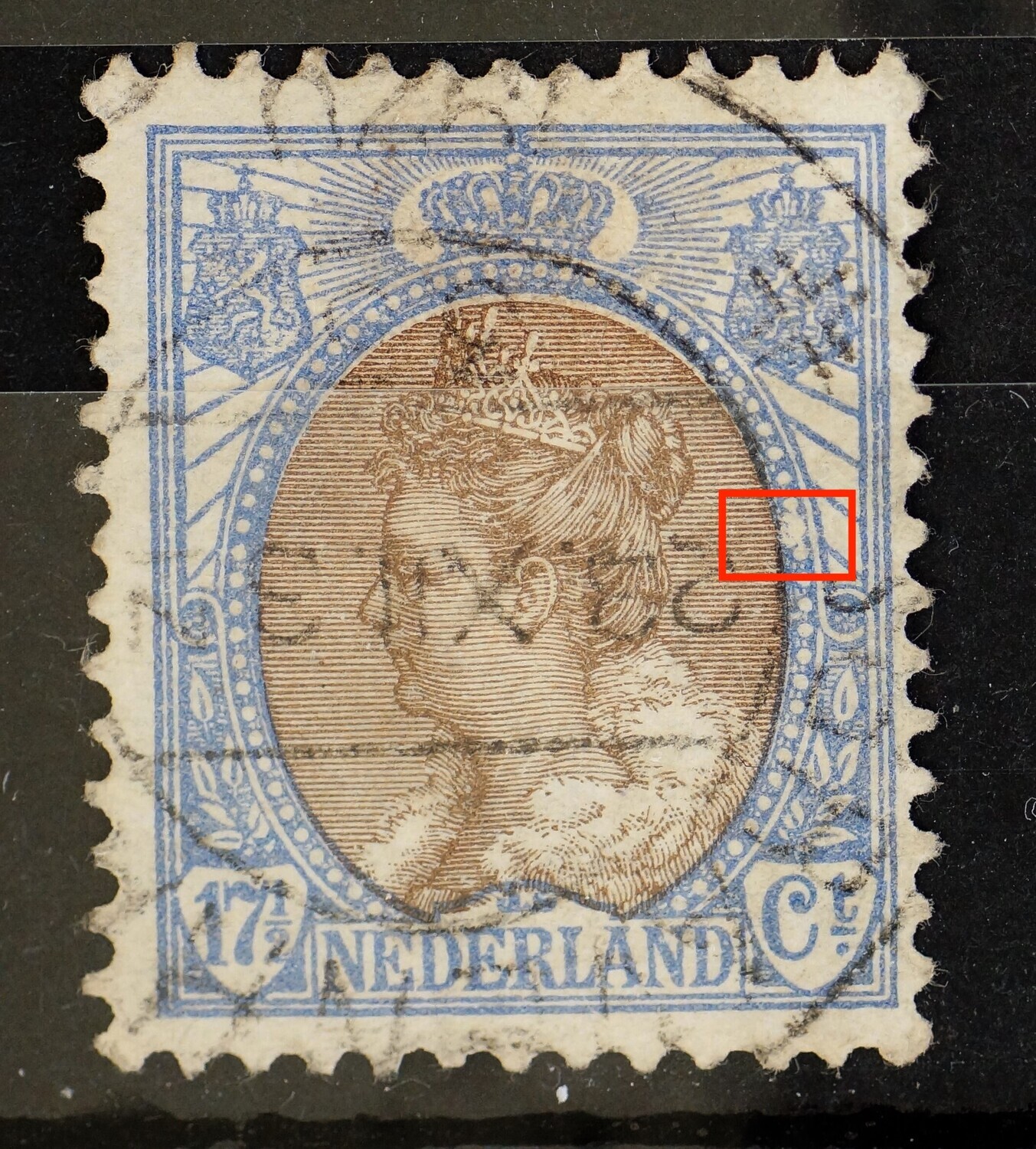 NVPH 67 - witte vlek in parelrand rechts
