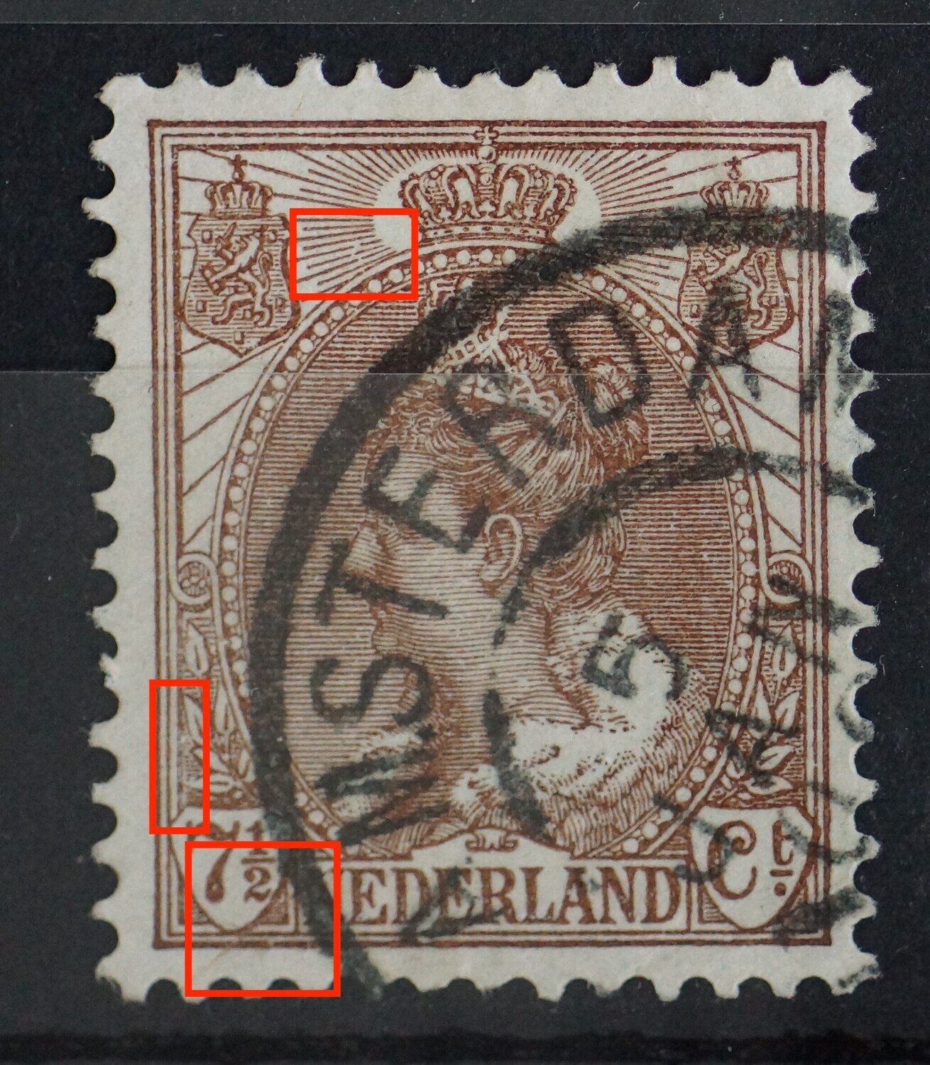 NVPH 61 - o.a. breuk in straal links