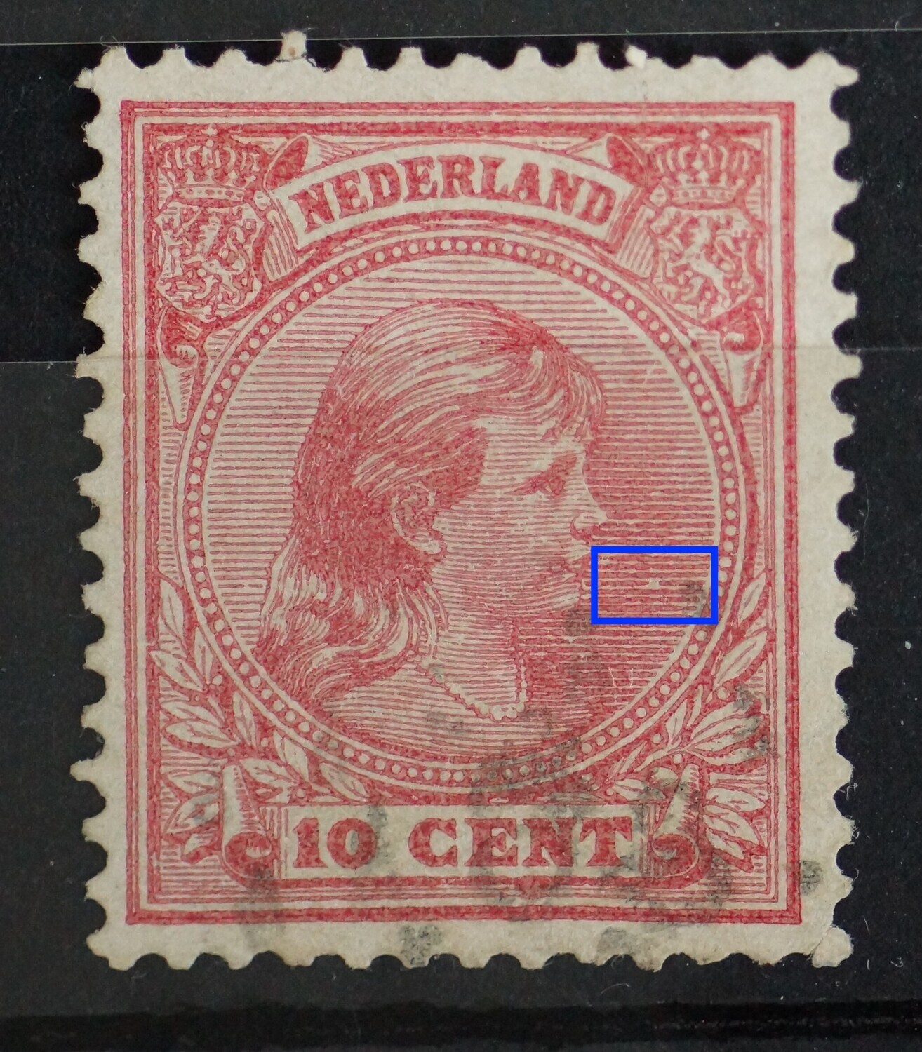 NVPH 37 - breuk in arcering voor het gezicht