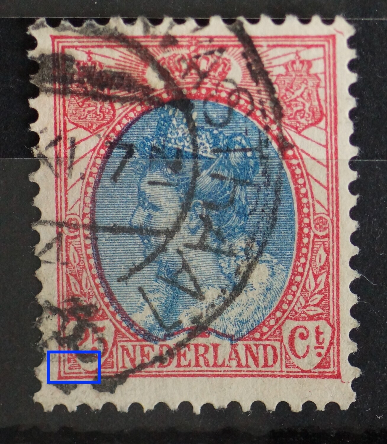 NVPH 71 - witte krassen onder schild van 25