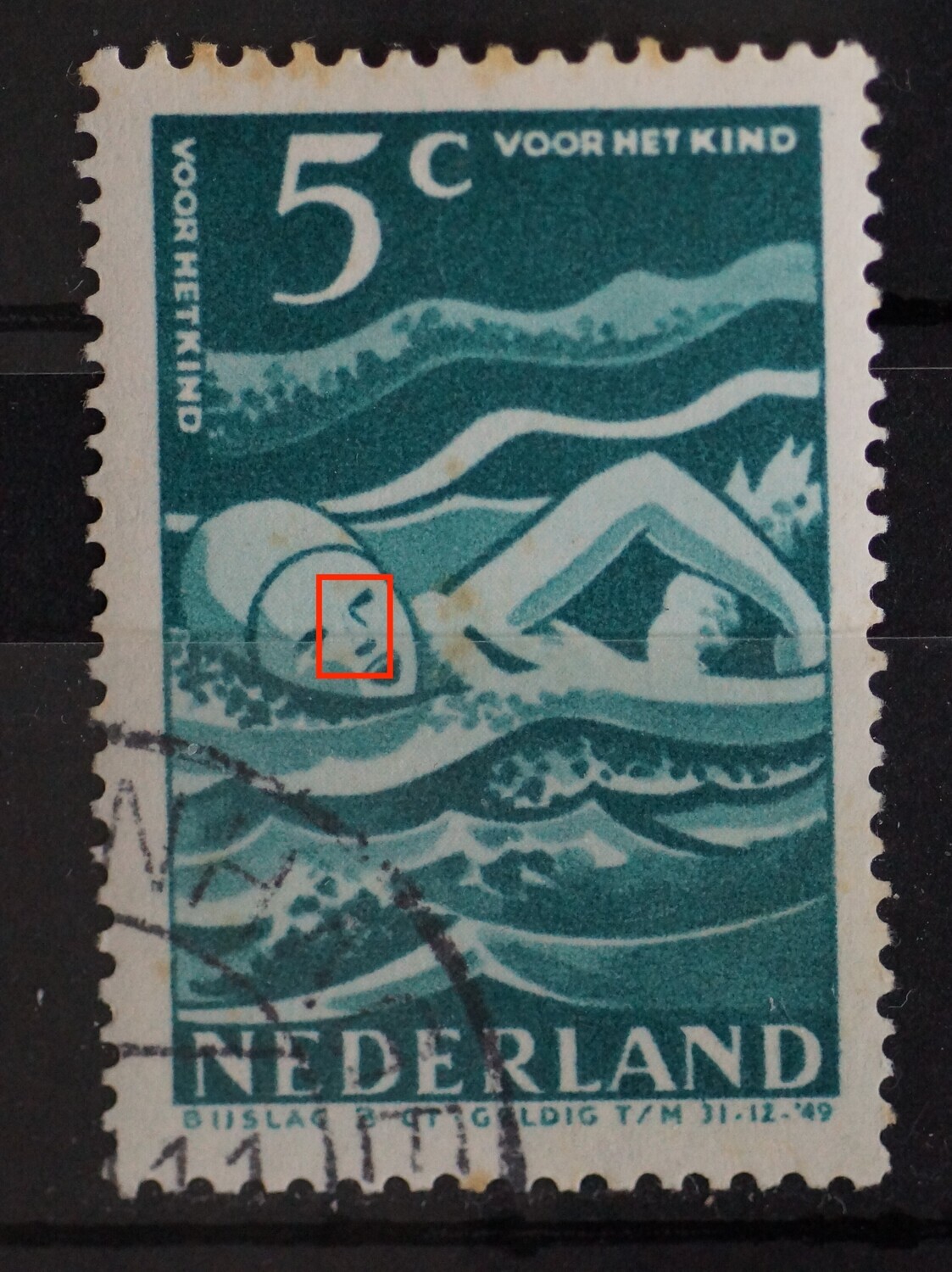 NVPH 509 - groen streepje op de neus (509 PM 14)