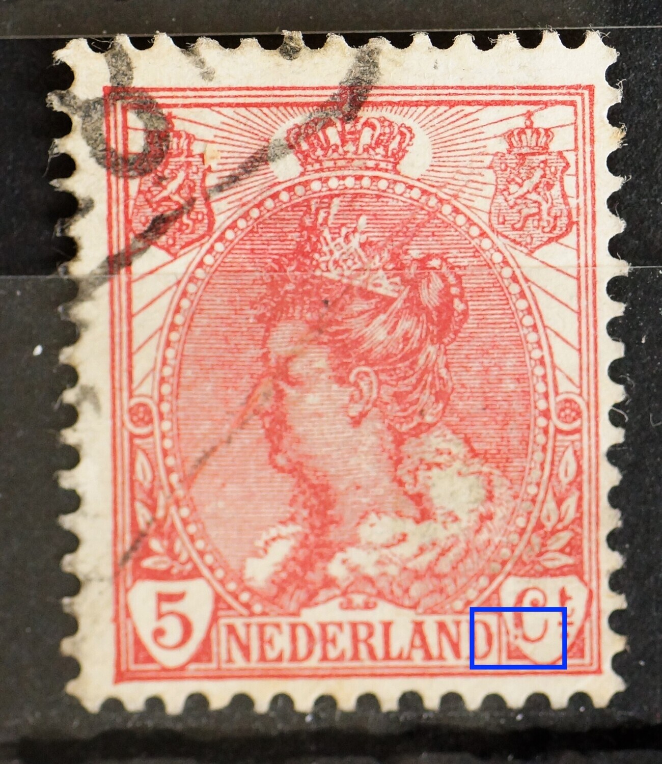 NVPH 60 - o.a. rode punt in witte vlek in de C van Ct.