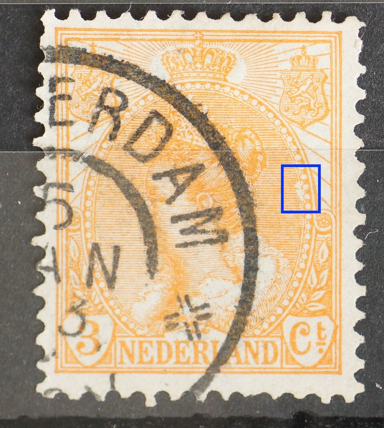 NVPH 56 - witte vlek in arcering rechts