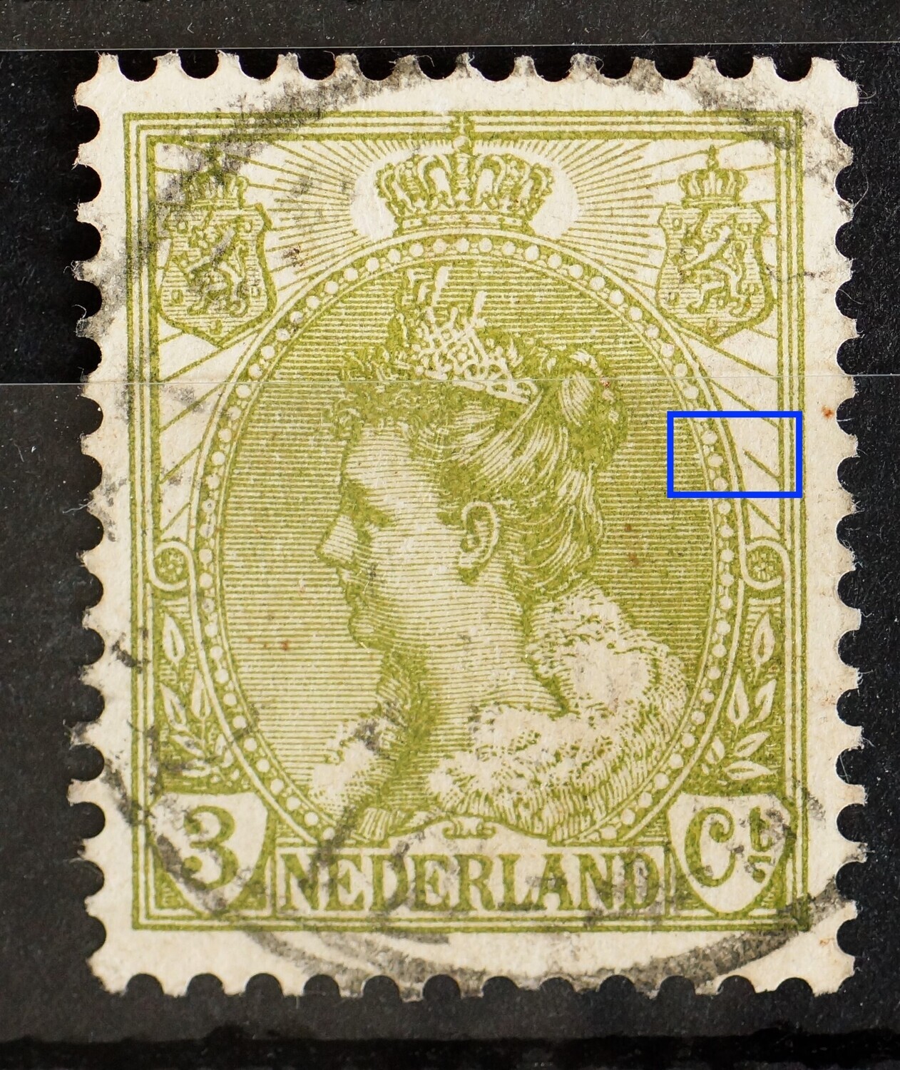 NVPH 57 - breuk in straal rechts