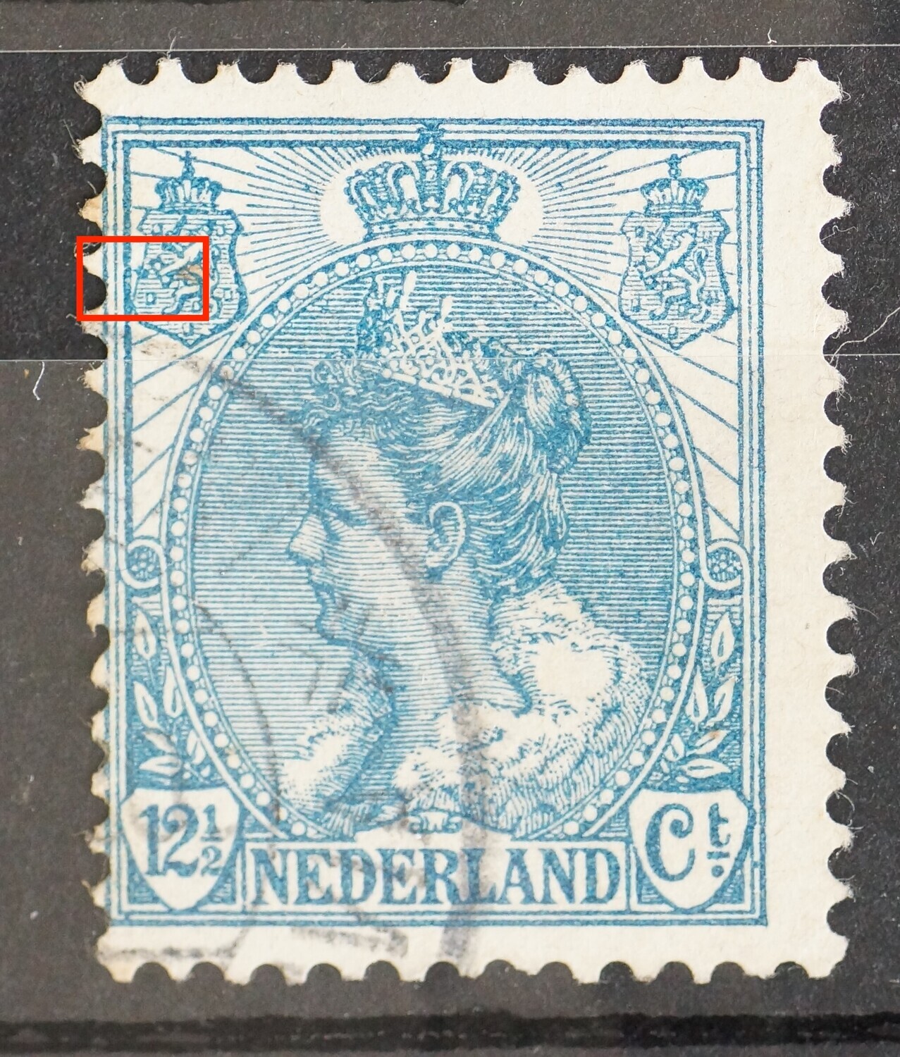 NVPH 63 - blauwe vlek in linker wapenschild