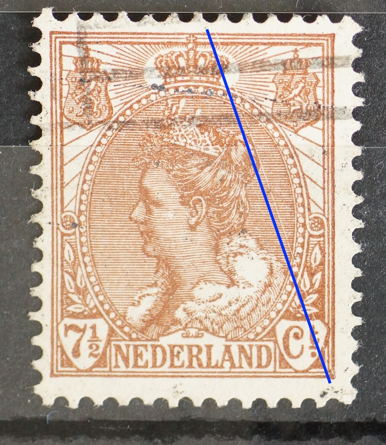 NVPH 61 - diagonale witte (graveer)kras aan de rechterzijde