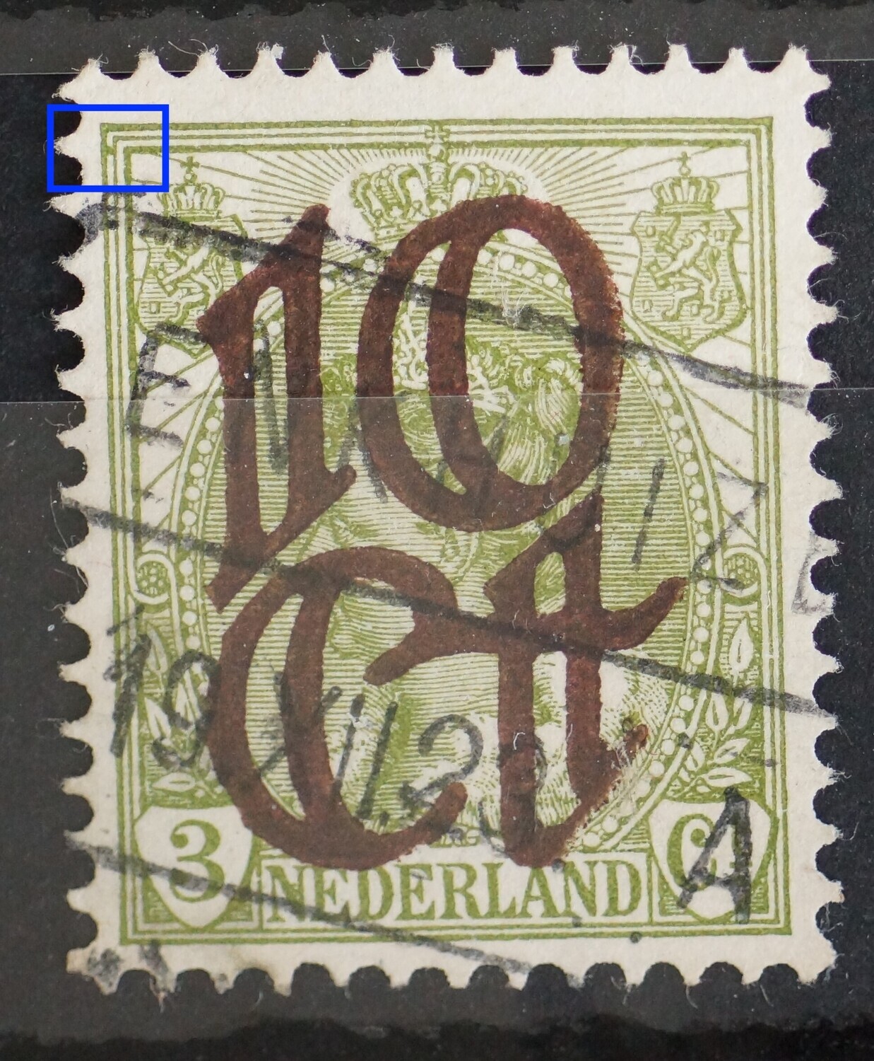 NVPH 116 - groene vlek in de linker bovenhoek