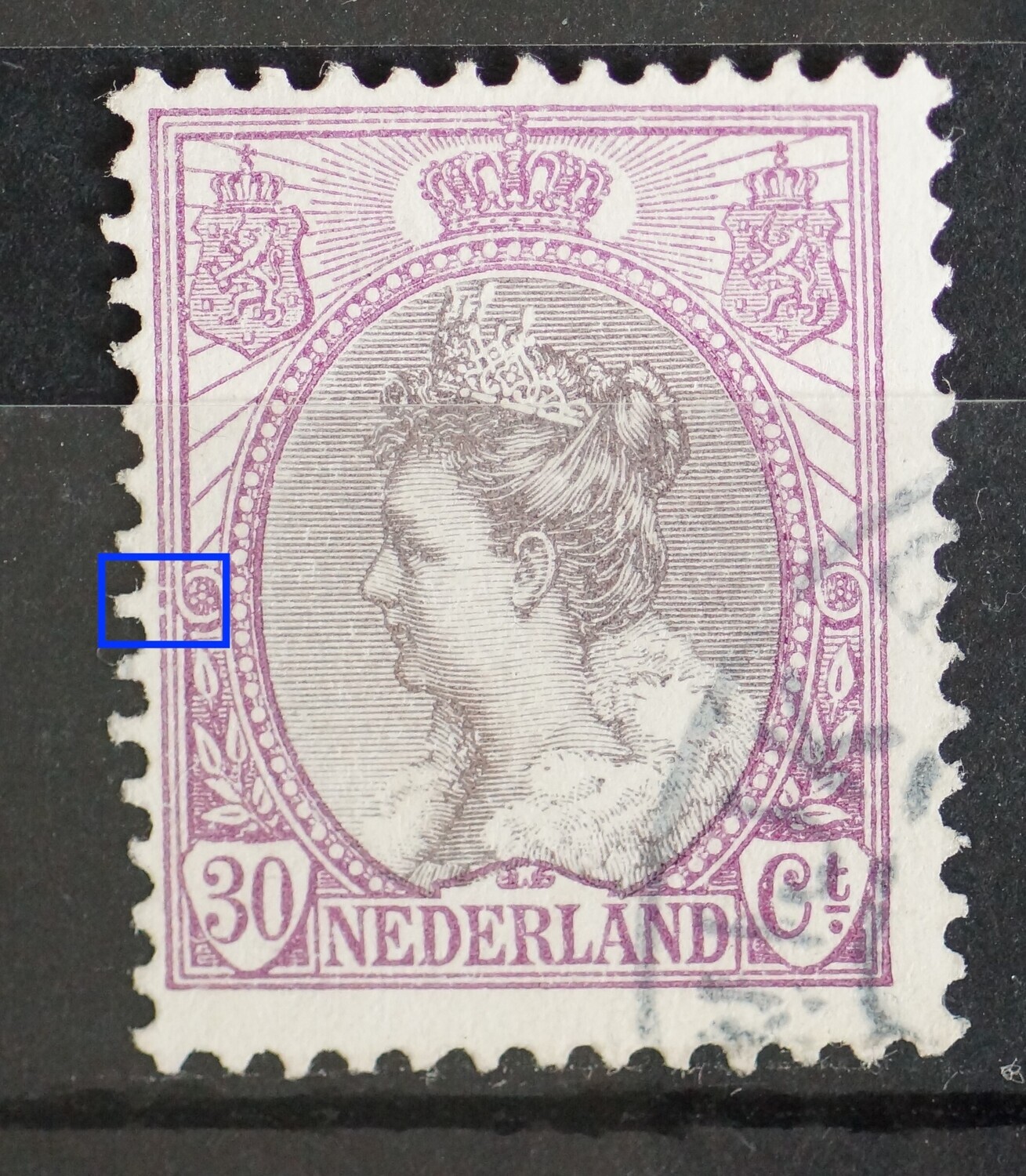 NVPH 72 - breuken in kaderlijn links NVPH 72 - breuken in kaderlijn links