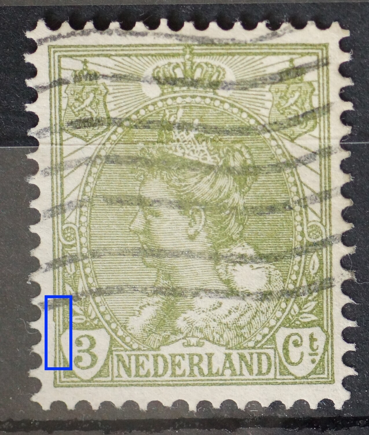 NVPH 57 - dunne kaderlijn links, onder