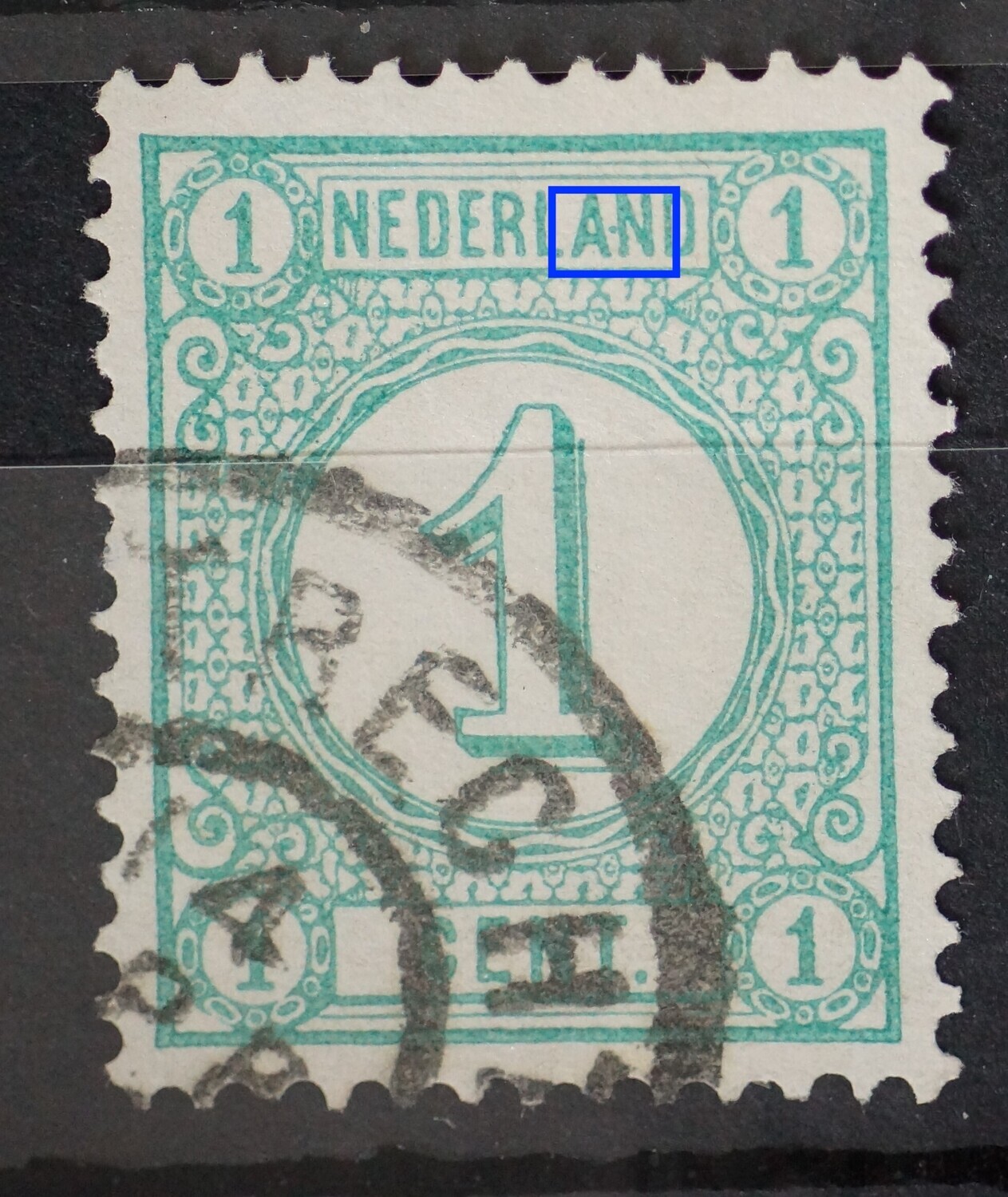 NVPH 31- groene punt tussen AN van NEDERLAND