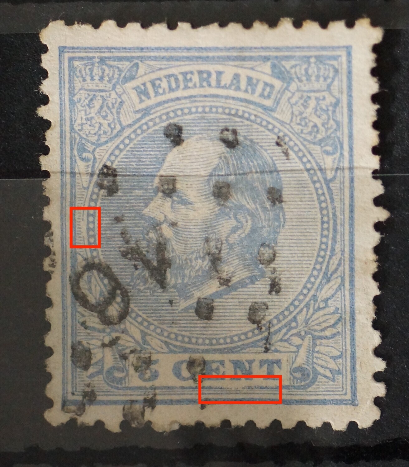 NVPH 19 - o.a. breuk in rand medaillon links