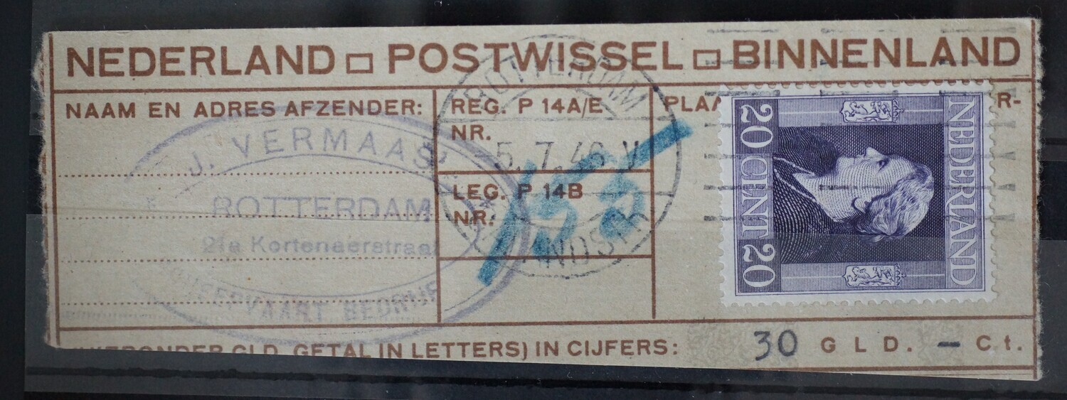 Postwisselstempel Rotterdam Calandstr met NVPH 437