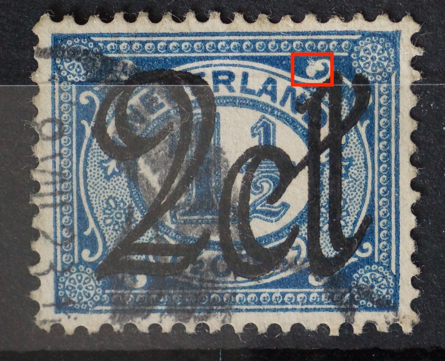 NVPH 115 - witte vlek boven ND van NEDERLAND