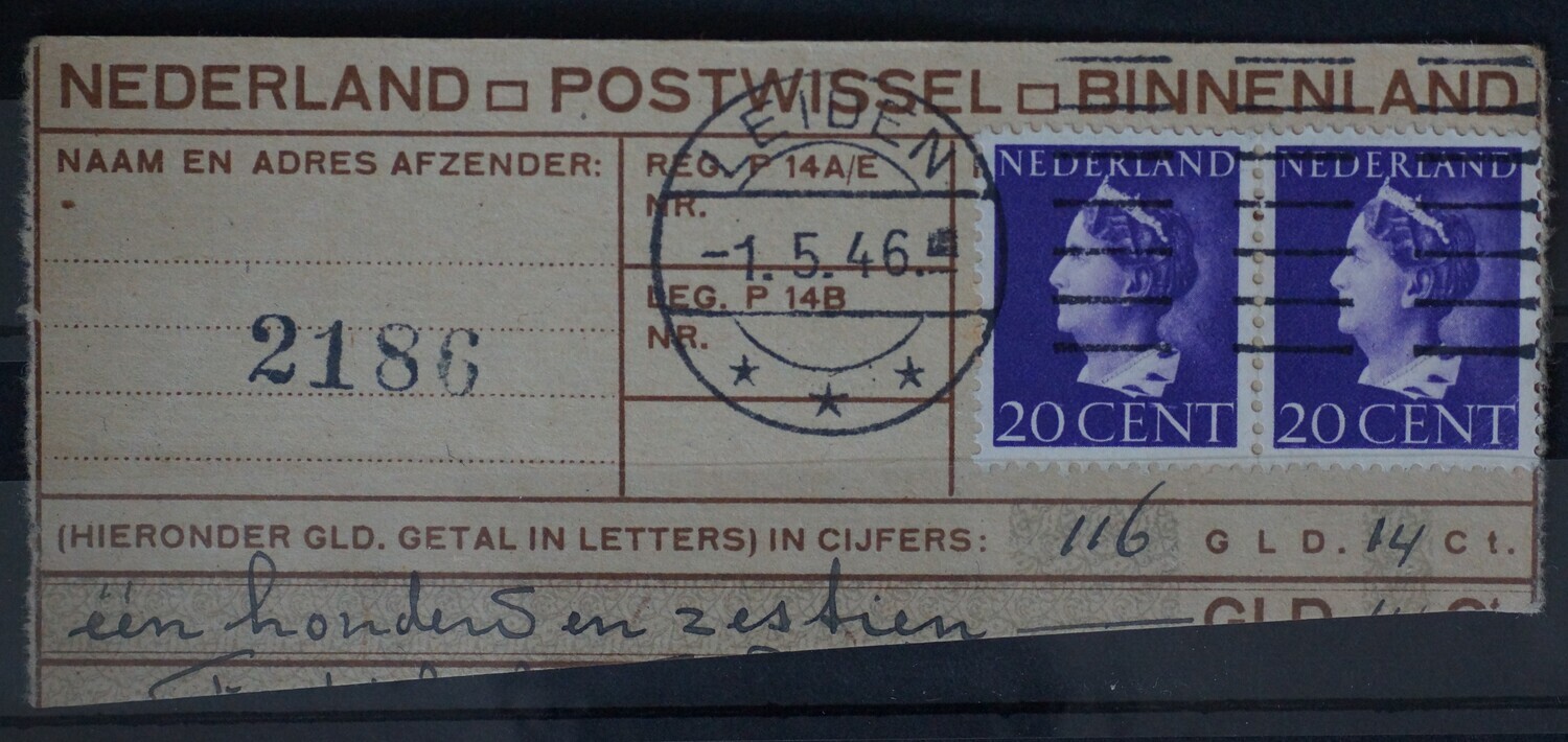 Postwisselstempel Leiden op NVPH 339 (paar)