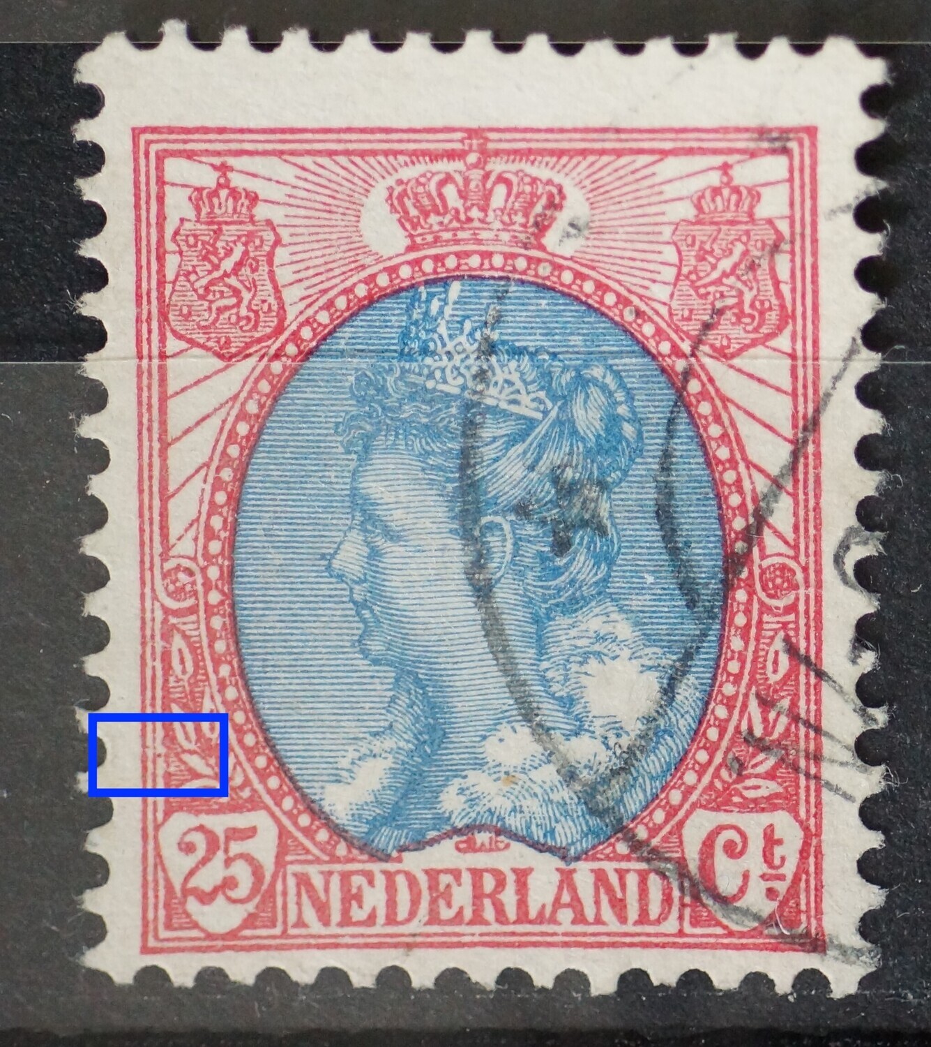 NVPH 71 - rode stip in de kaderlijn links NVPH 71 - rode stip in de kaderlijn links