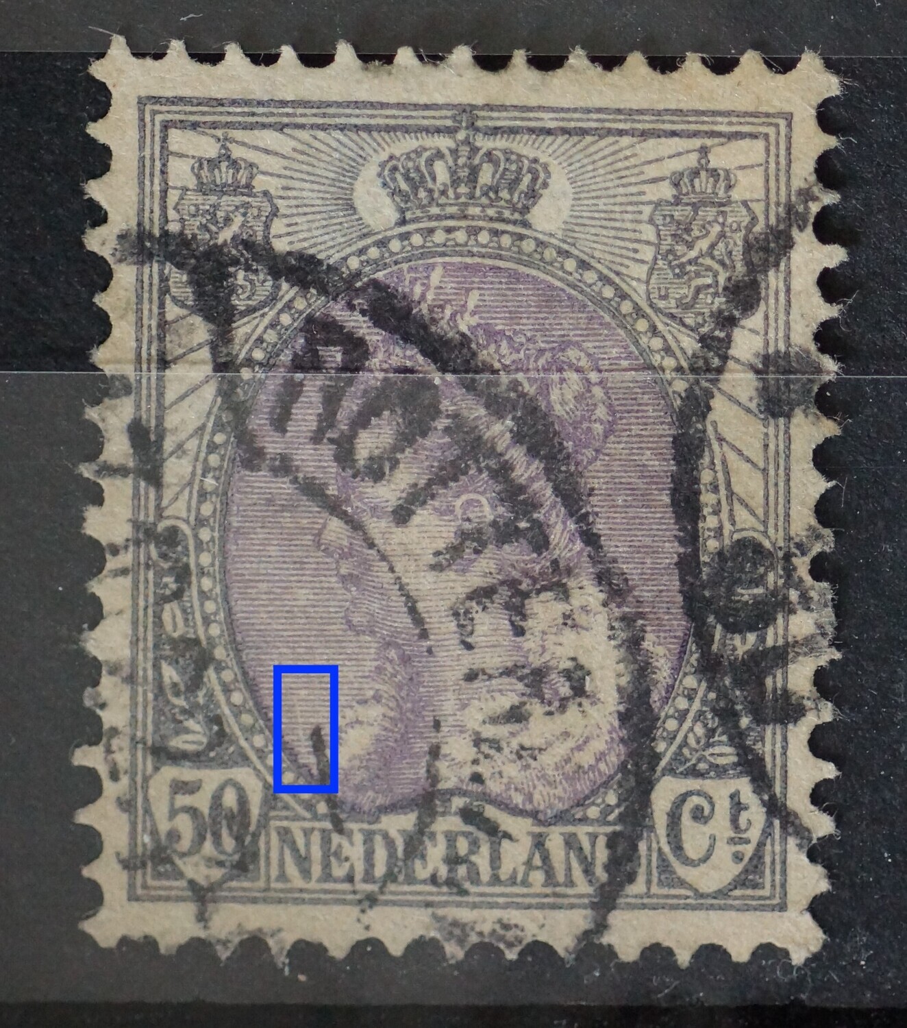 NVPH 75 - witte verticale kras in de arcering links