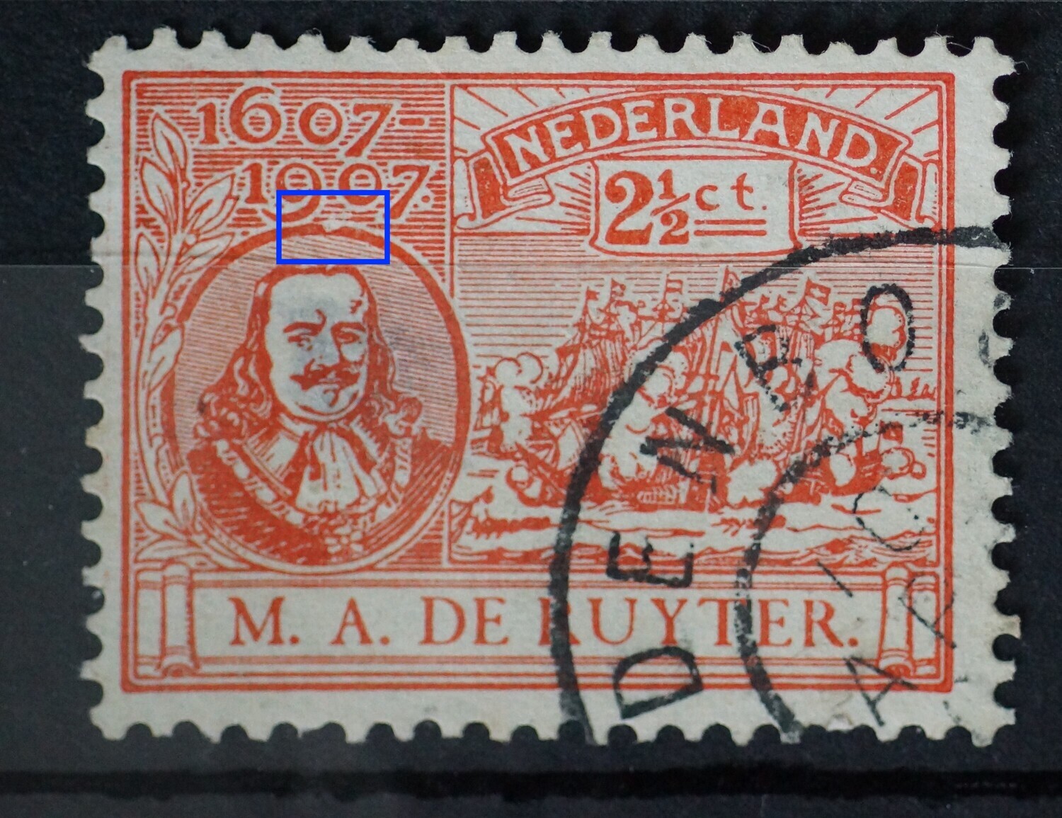 NVPH 89 - witte vlek in rand medaillon, boven NVPH 89 - witte vlek in rand medaillon, boven