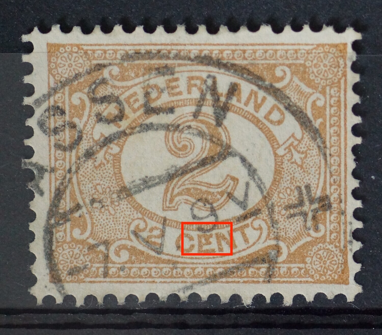 NVPH 54 - bruine vlek in de E van CENT