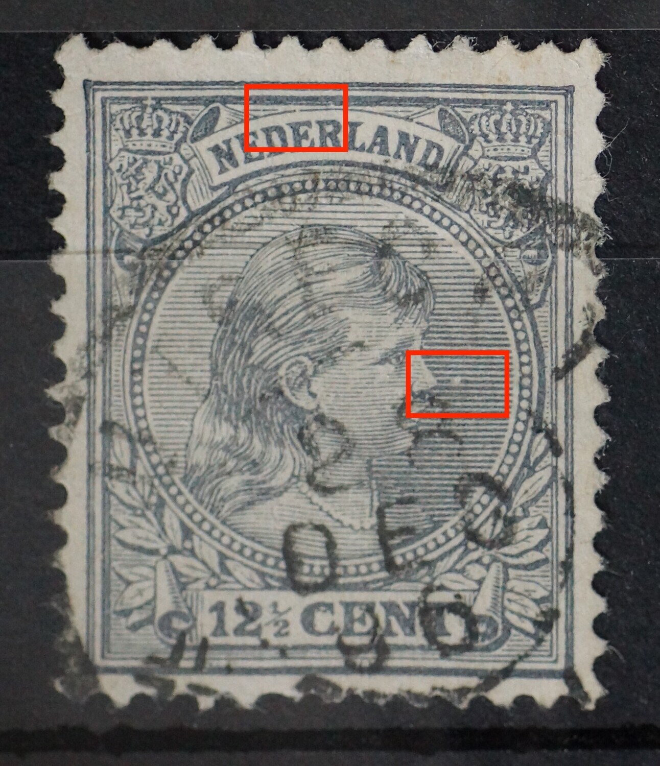 NVPH 38 - o.a. breuk in arcering voor het gezicht