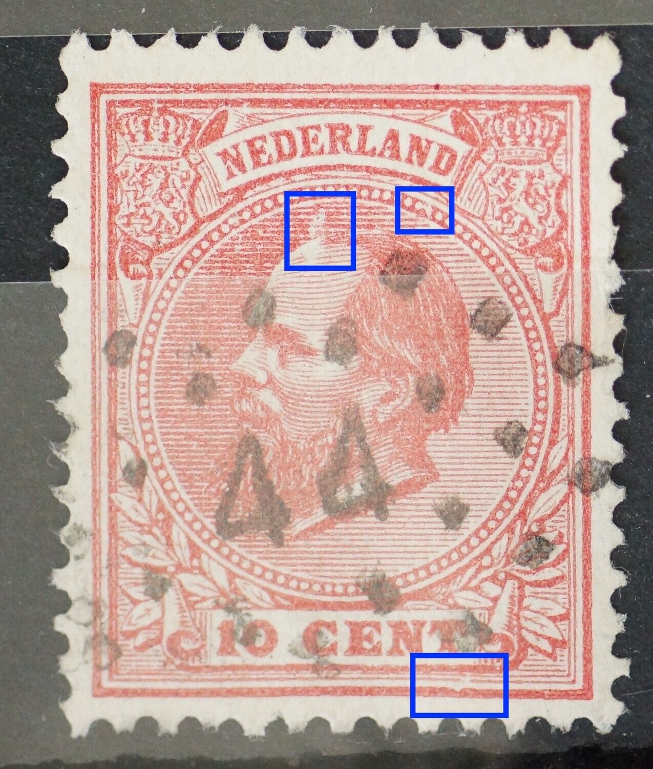 NVPH 21 - o.a. breuken in arcering en rand medaillon