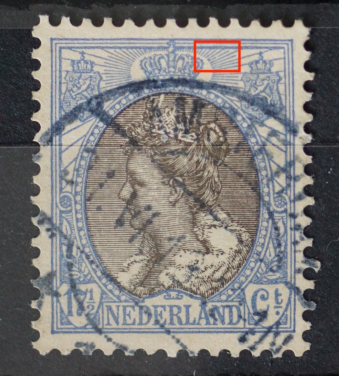 NVPH 67 - o.a. breukje in straal rechts van kroon