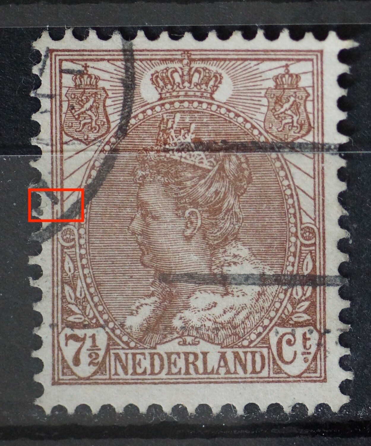 NVPH 61 - breuk in kaderlijn links, midden NVPH 61 - breuk in kaderlijn links, midden